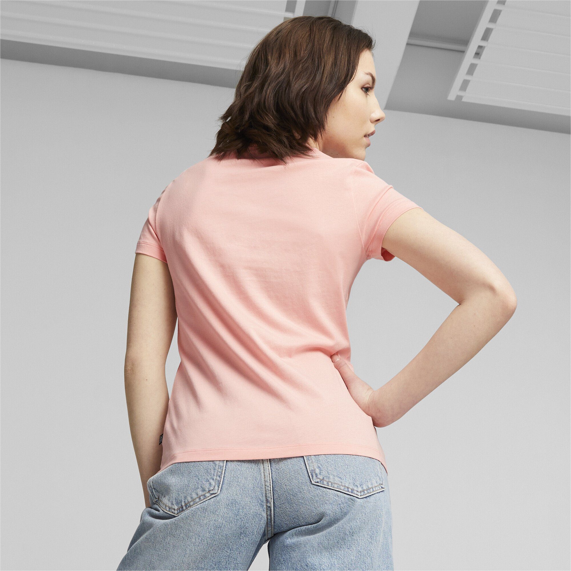 PUMA T-Shirt Essentials+ Peach Smoothie Logo Pink Damen T-Shirt Metallic