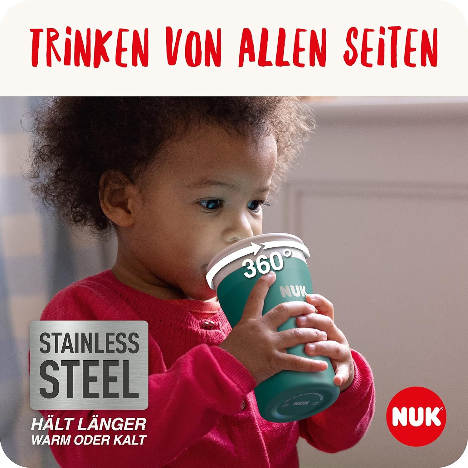 NUK Trinklernbecher NUK Magic Cup Edelstahl – Türkis, Bruchsicher & isolierend, 1-tlg.