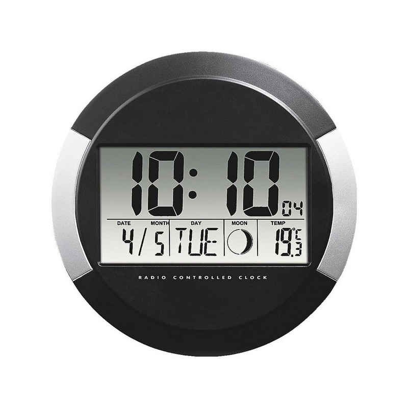 Hama Funkwanduhr PP-245 (digitaler Zeit-, Kalender- und Temperaturanzeige, Ø 24,5 cm)