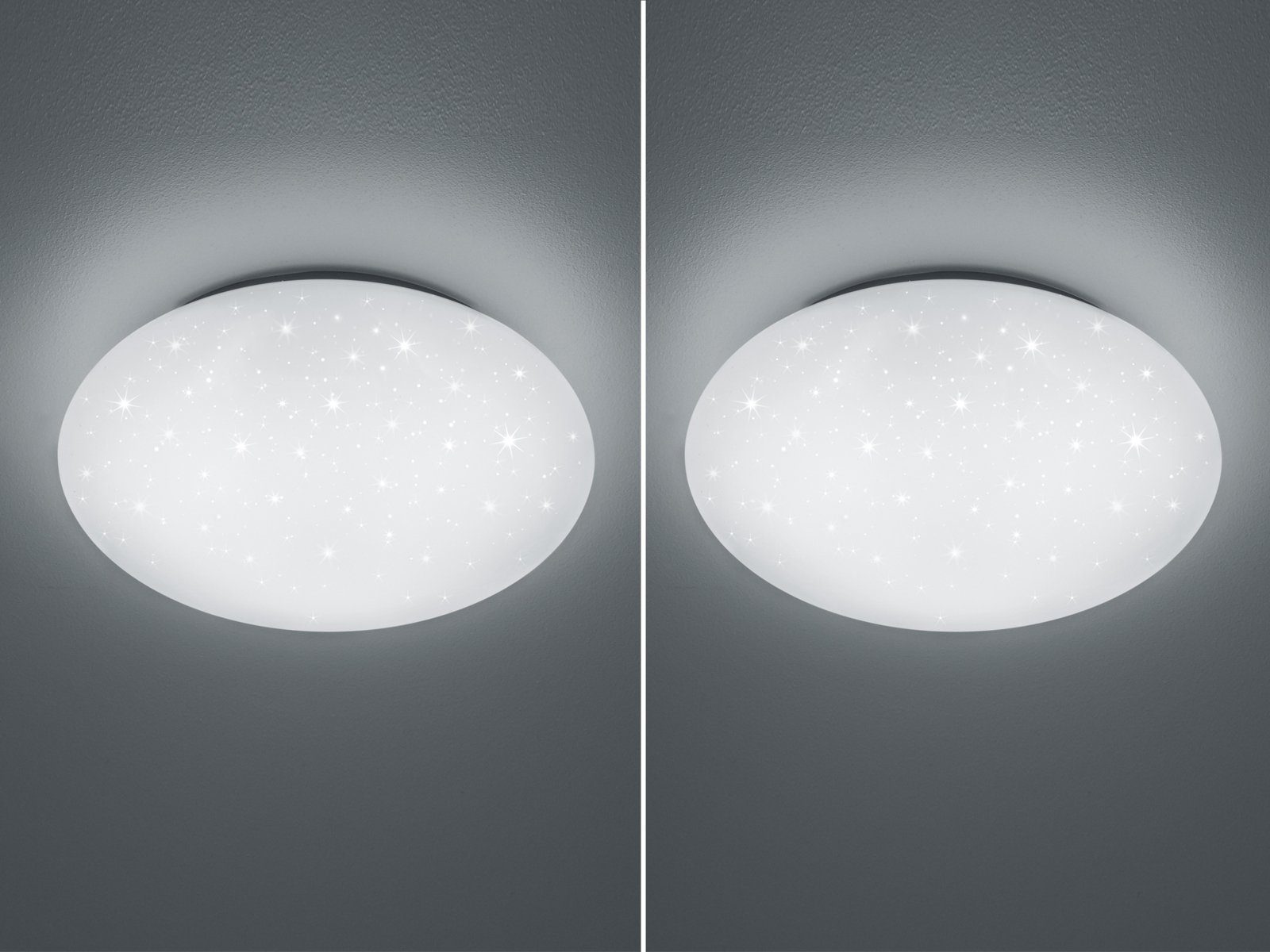 TRIO Leuchten LED Deckenleuchte, LED fest integriert, Neutralweiß, Badezimmer-lampe Sternenhimmel flach, Bad-lampen Decke Gäste WC, Ø37cm