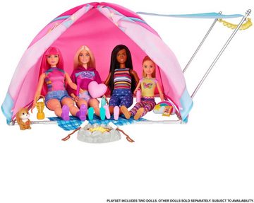 Barbie Puppen Accessoires-Set Abenteuer zu zweit, Camping Zelt, mit 2 Puppen & Zubehör