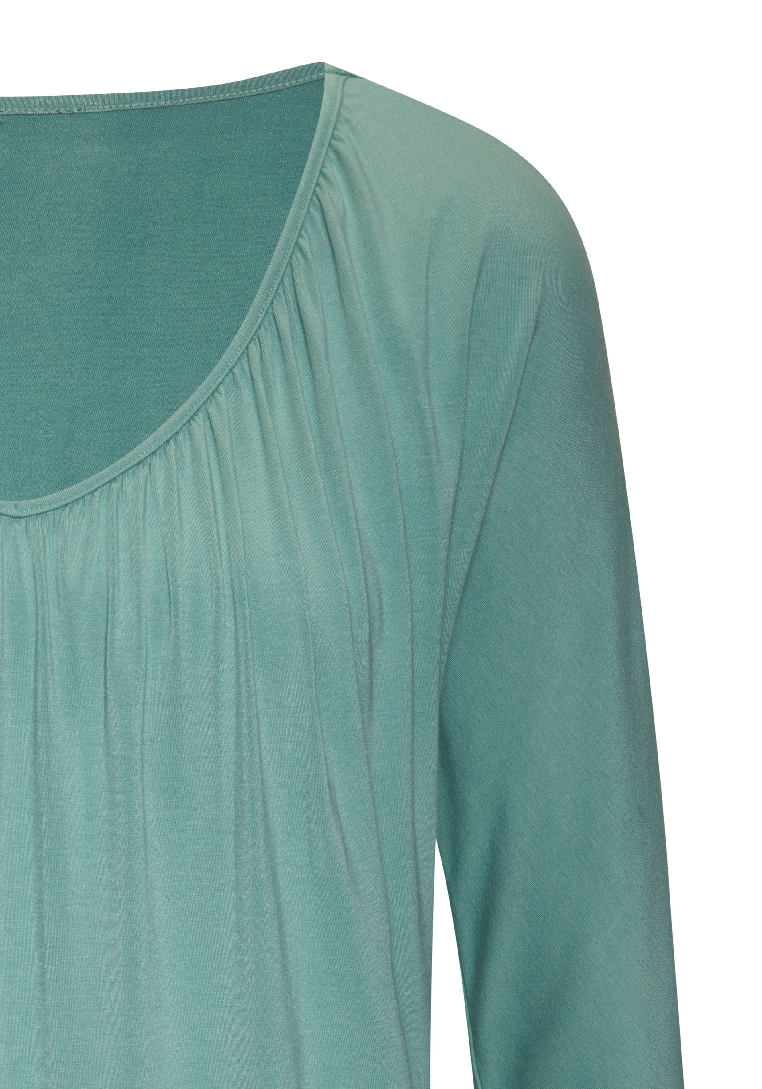 LASCANA 3/4-Arm-Shirt mit zarter Raffung am Ausschnitt aus weichem Viskose-Stretch