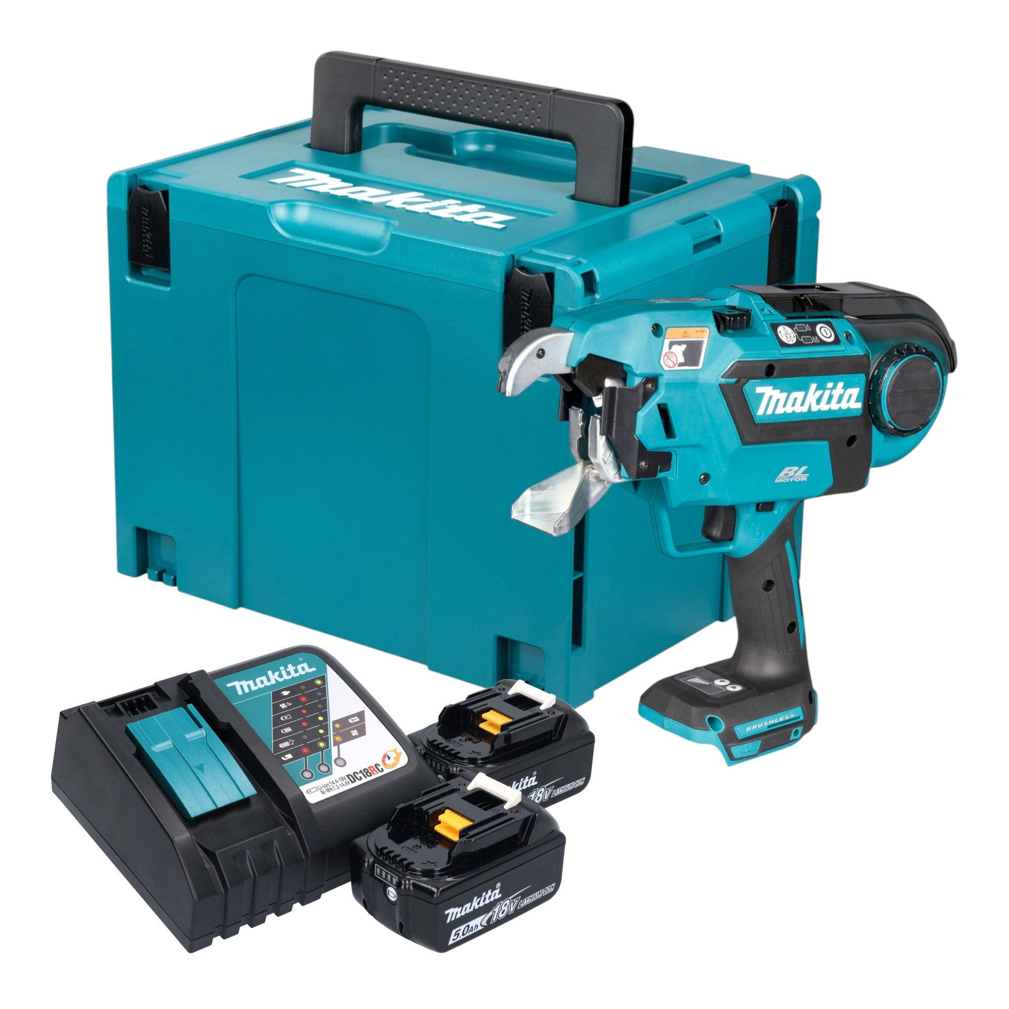 Makita Blindnietzange DTR 181 RTJ Akku Bewehrungsverbinder 18 V 0,8 mm Brushless + 2x Akku