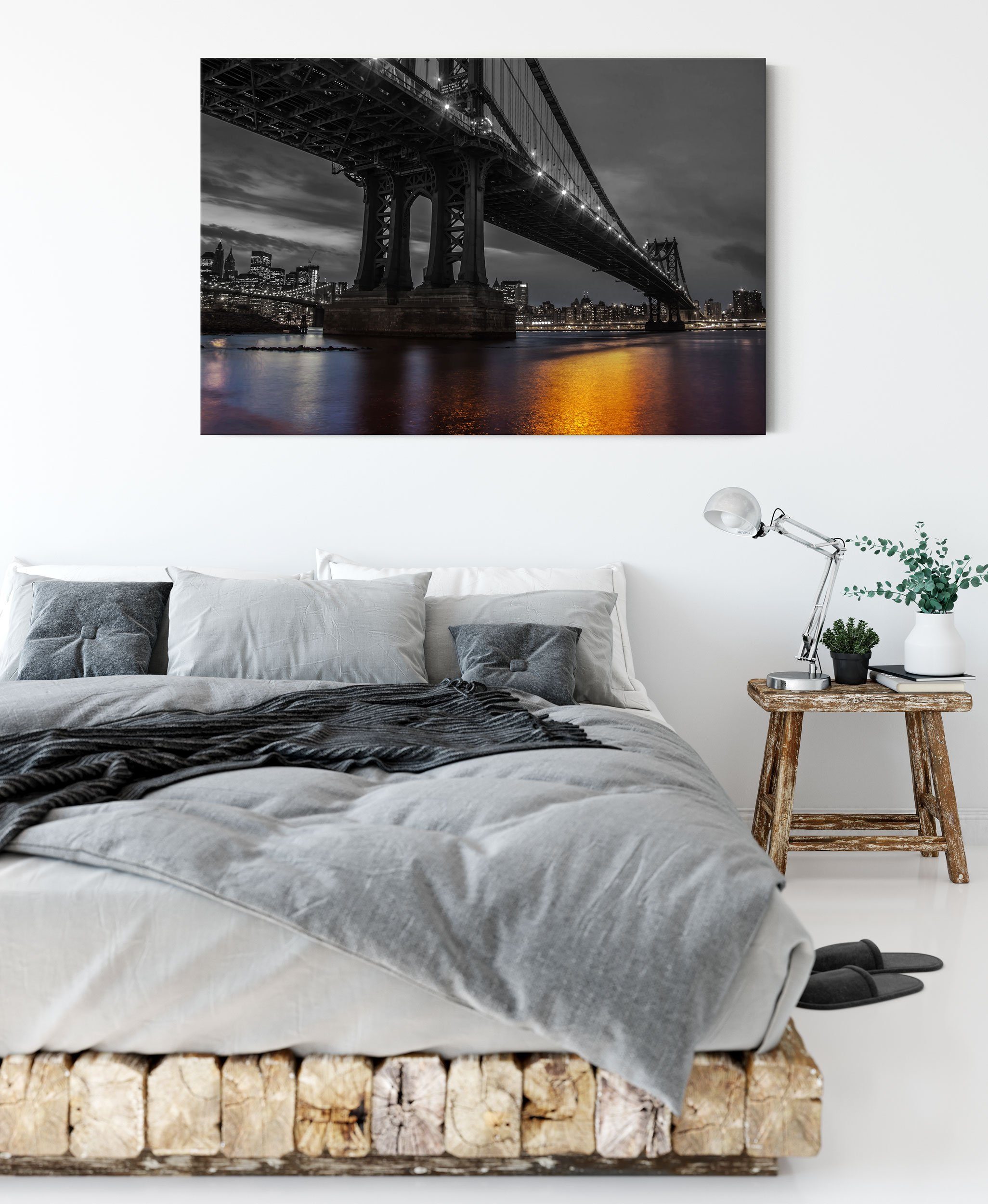 New Brücke (1 New St), Brücke Leinwandbild fertig Zackenaufhänger York, Pixxprint Manhatten inkl. York Manhatten bespannt, Leinwandbild