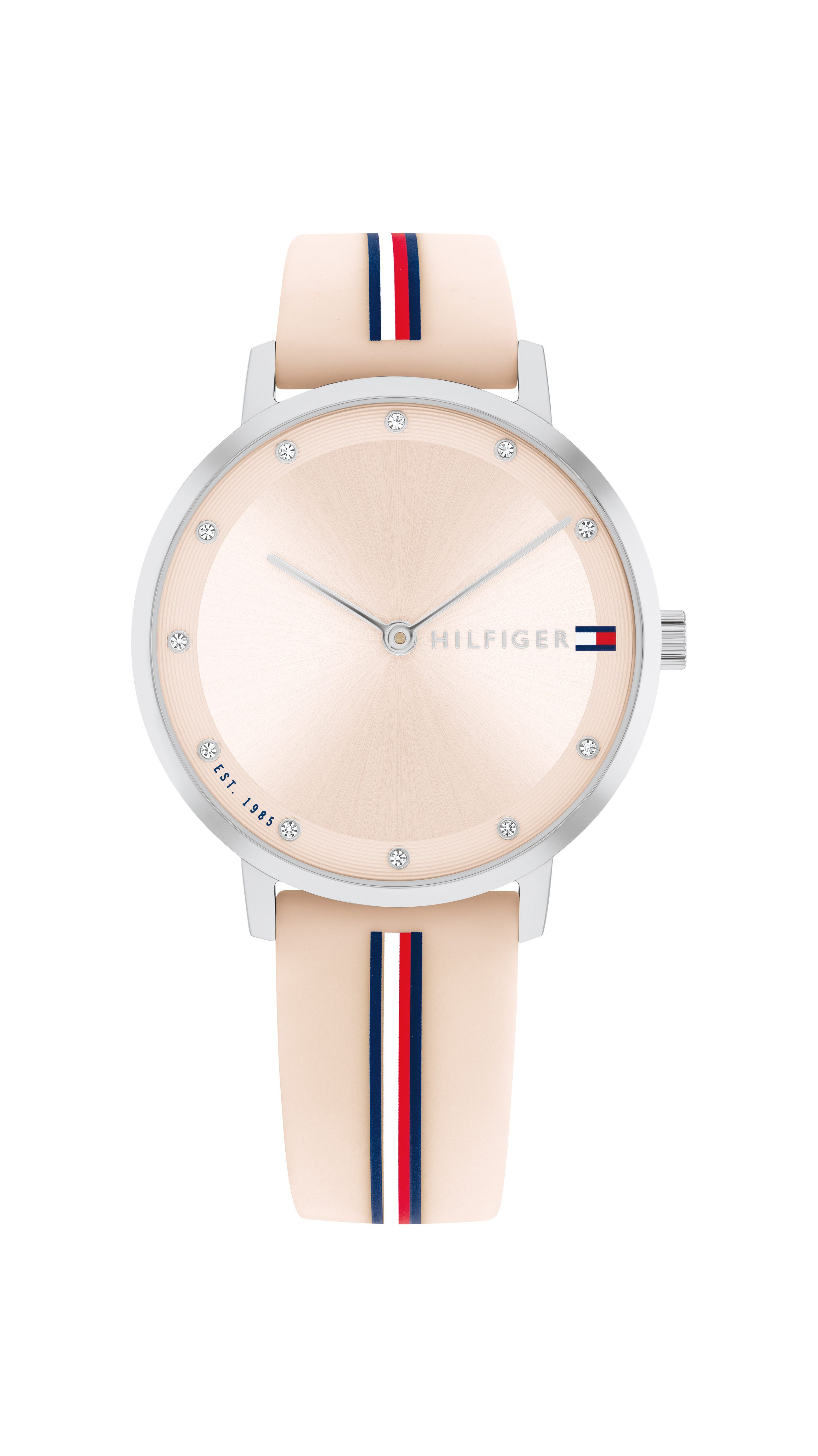 Tommy Hilfiger Quarzuhr PIPPA 1782737, Armbanduhr, Damenuhr, Silikonarmband, analog, Glaskristalle
