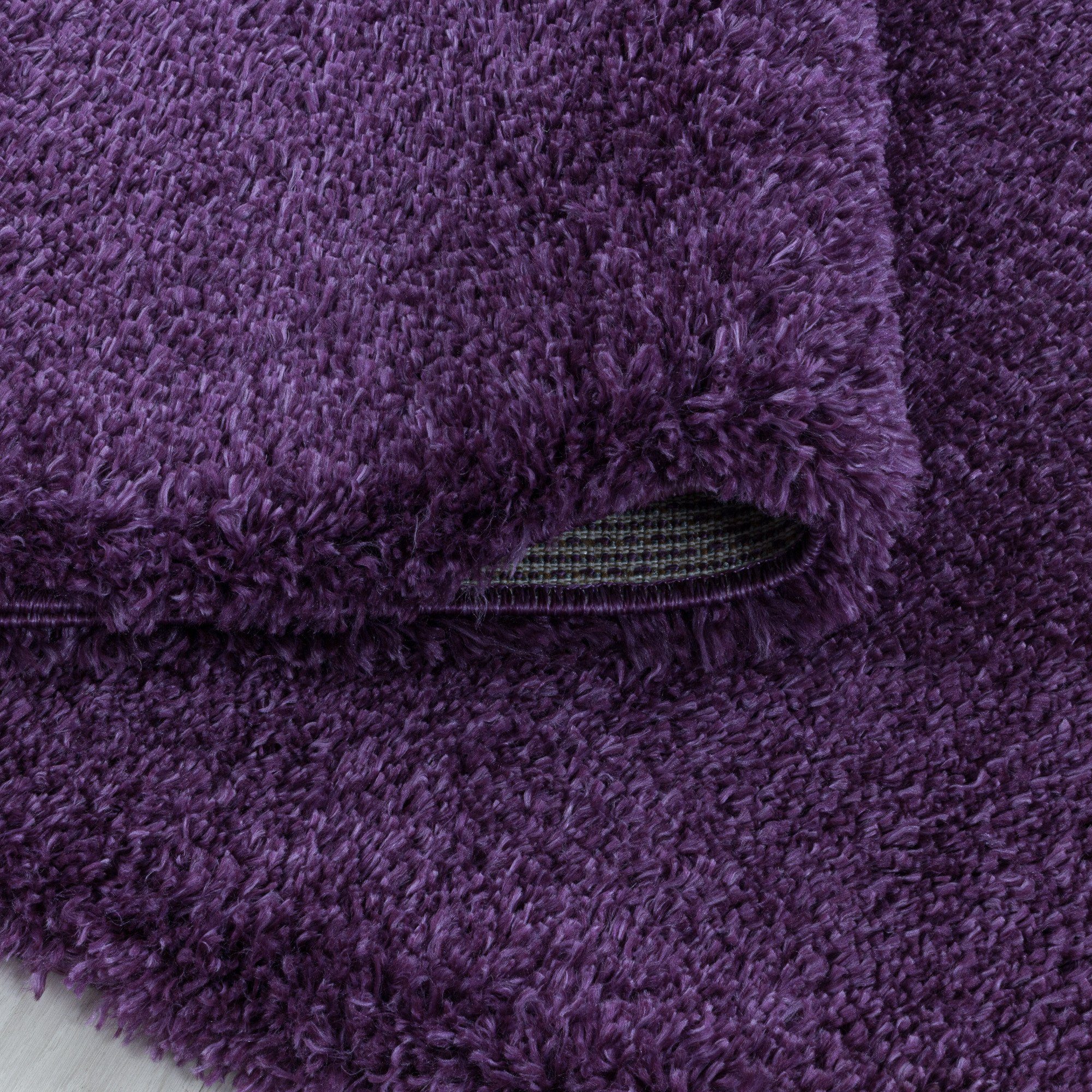 Stilvoll Günstig Hochflor-Teppich für Wohnzimmer und Schlafzimmer Unicolor - Einfarbig, Rund, Höhe: 30 mm