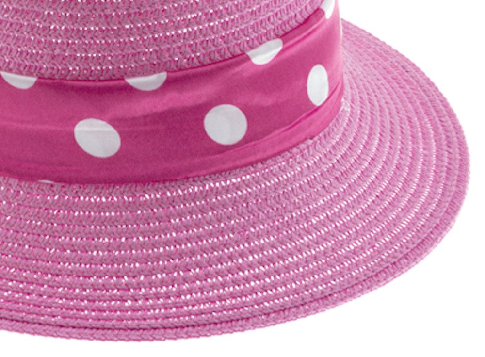 Fiebig Sonnenhut Fiebig Mädchen Sommerhut Hut Glocke gepunktetes Band rosa