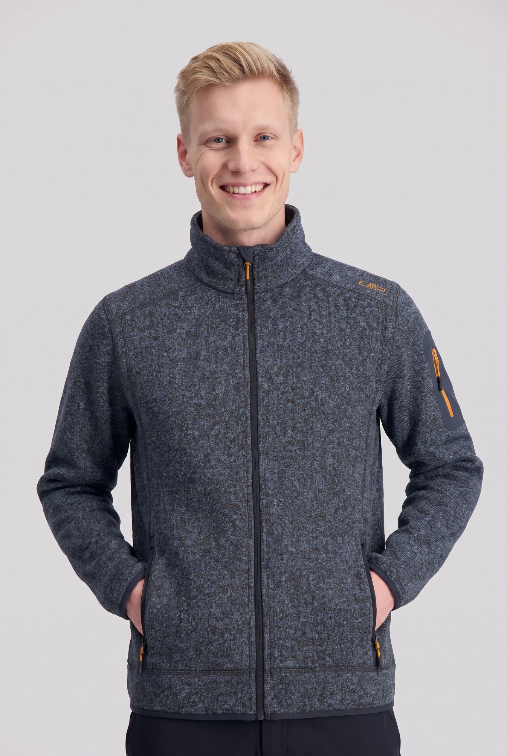 CMP Strickfleecejacke MAN JACKET mit hochschließendem Kragen, atmungsaktiv, wasserabweisend