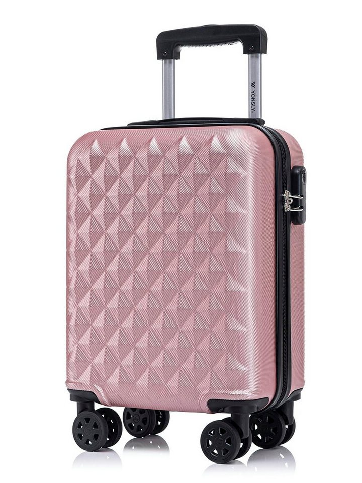 YONSLY Hartschalen-Trolley Reisekoffer Trolley Hartschalenkoffer Rollkoffer mit 4 Rollen, 4 Rollen, ABS und Aluminium, Zahlenschloss, 360°-Doppelrollen, Gummigriff