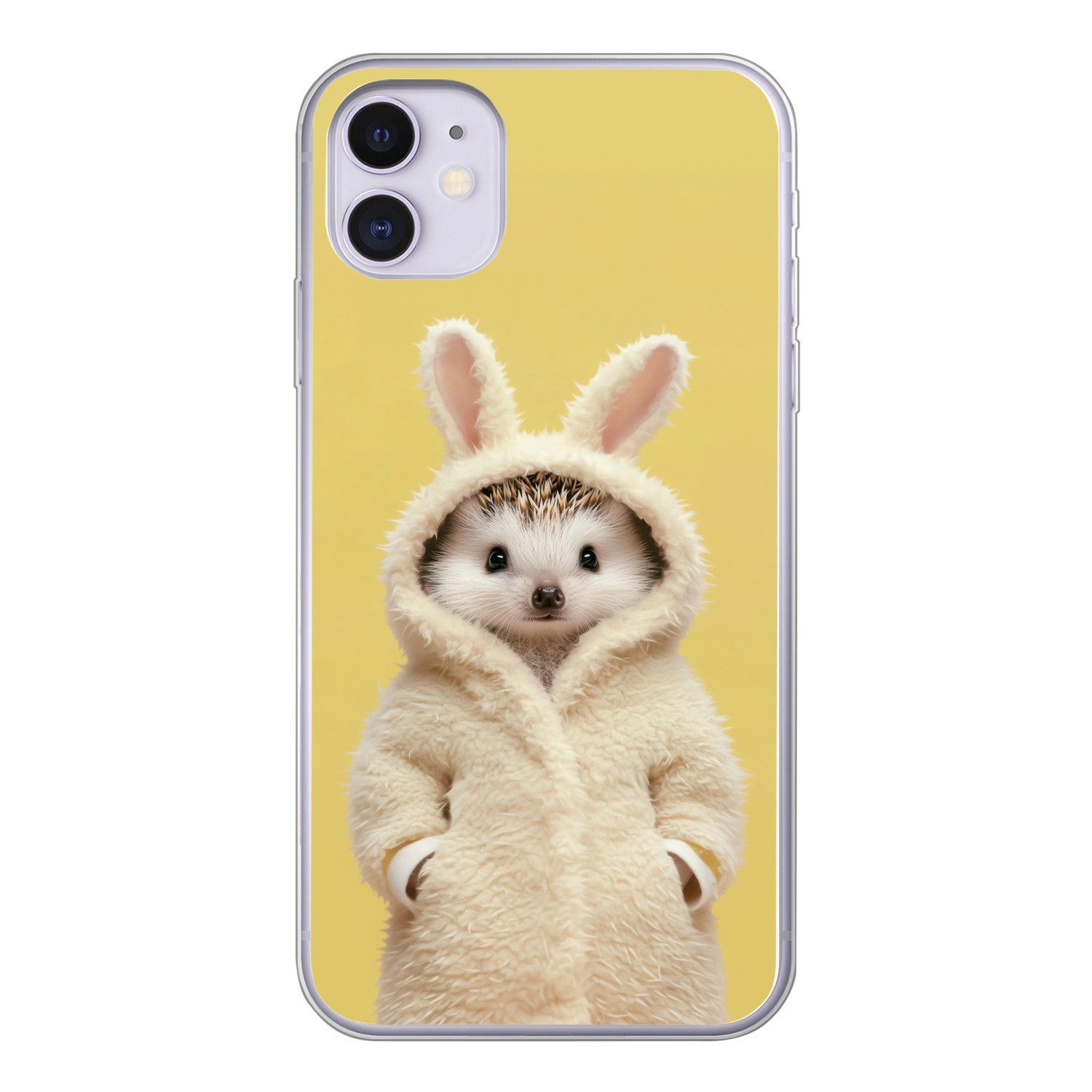 MuchoWow Handyhülle für Apple iPhone 11 Igel - Osterhase - Kostüm, Smartphone-Bumper, Print, Handy Schutzhülle Dünn
