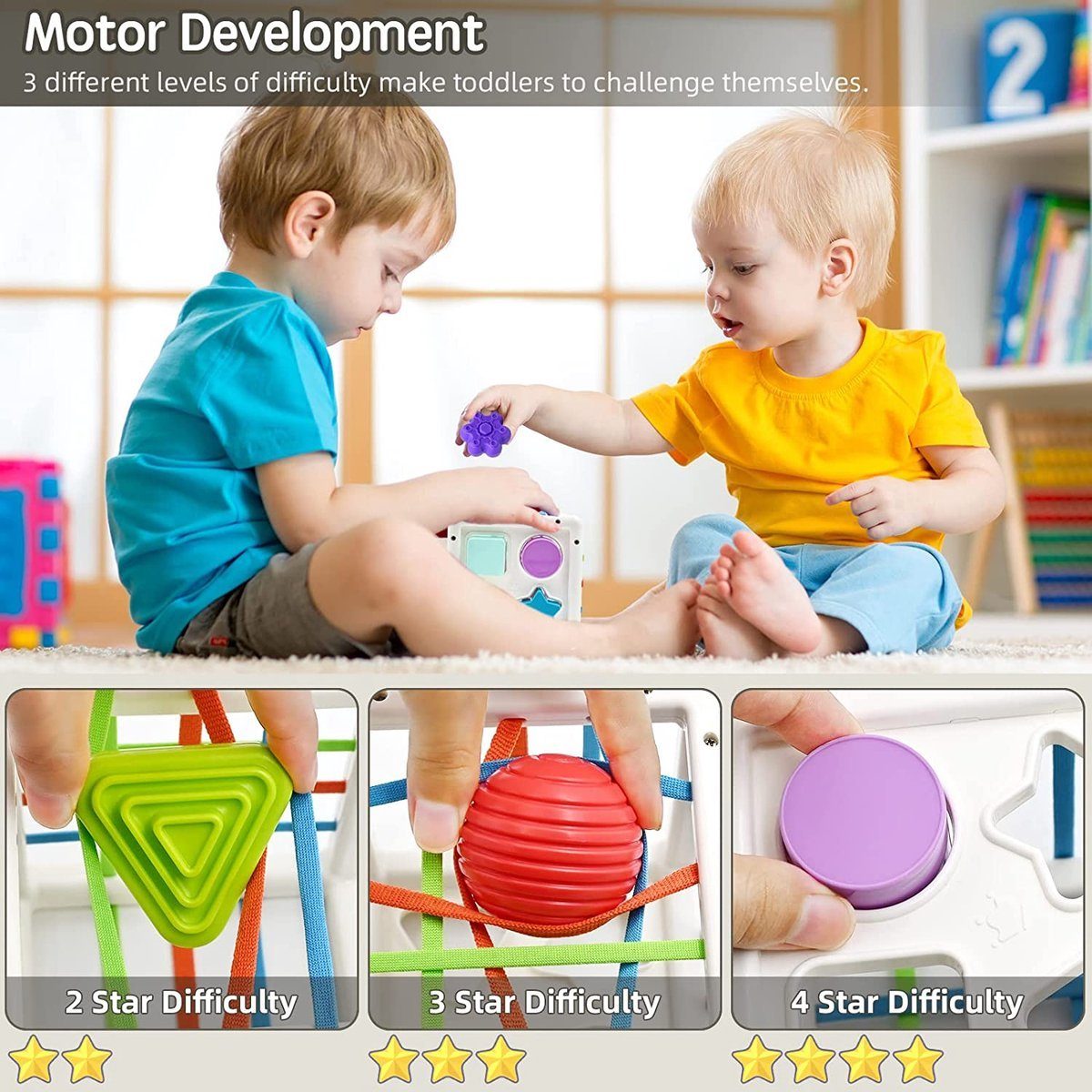 1-3 Monate Montessori Spielzeug Motorikspielzeug Spielzeug Jahre Stapelturm- Puzzlespiel 6-12 Steckspielzeug Babyspielzeug, Baby BOTC Baby,