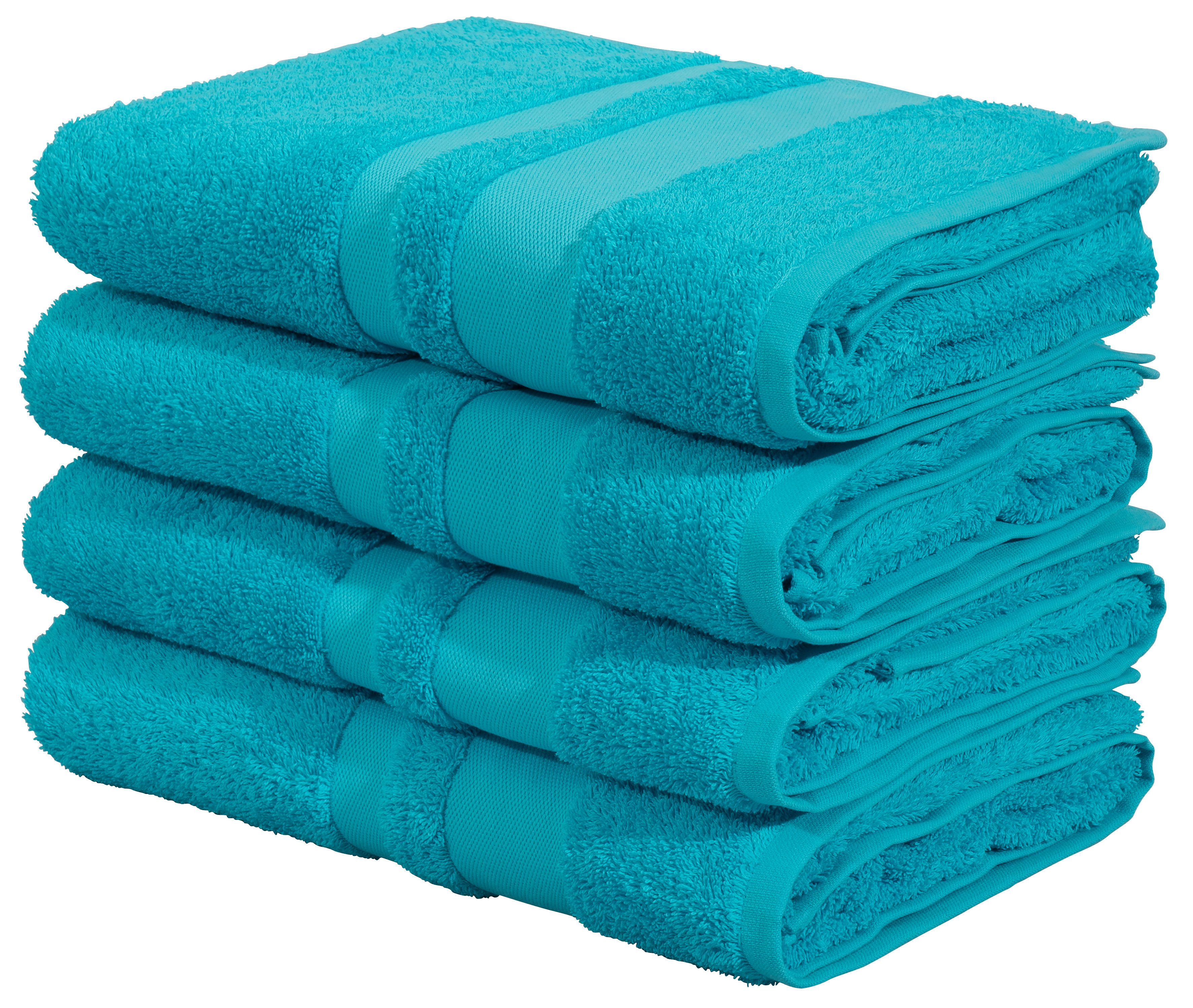 OTTO home Duschtücher Vanessa, 4 Duschtücher, 70x140cm, in Standard- und Premium-Qualität, Walkfrottee (Set, 4-St), Handtücher mit Bordüre, 100% Baumwolle, einfarbig, weich