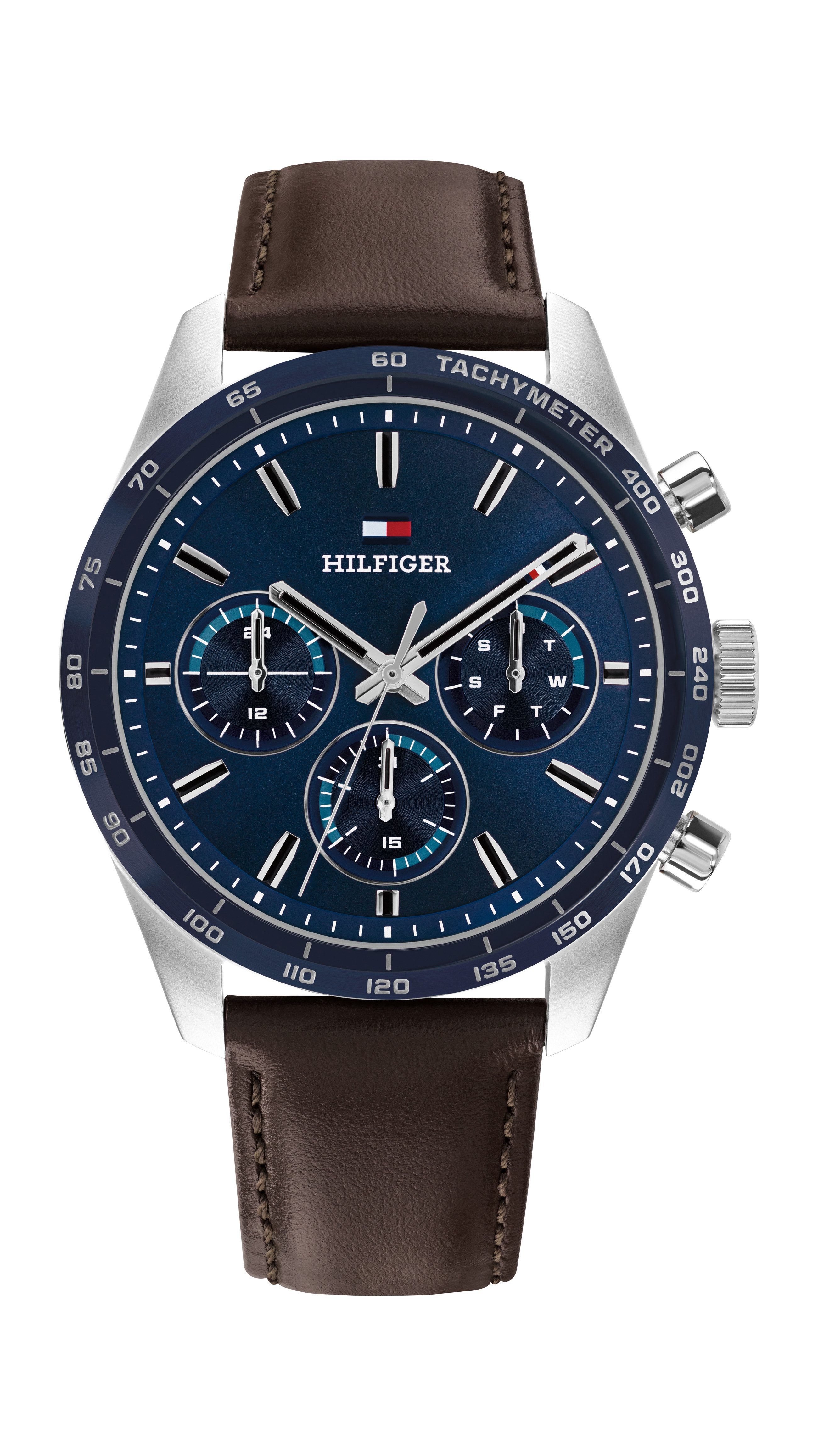 Tommy Hilfiger Multifunktionsuhr HAMPTON 1792276, Quarzuhr, Armbanduhr, Herrenuhr, Lederarmband, analog
