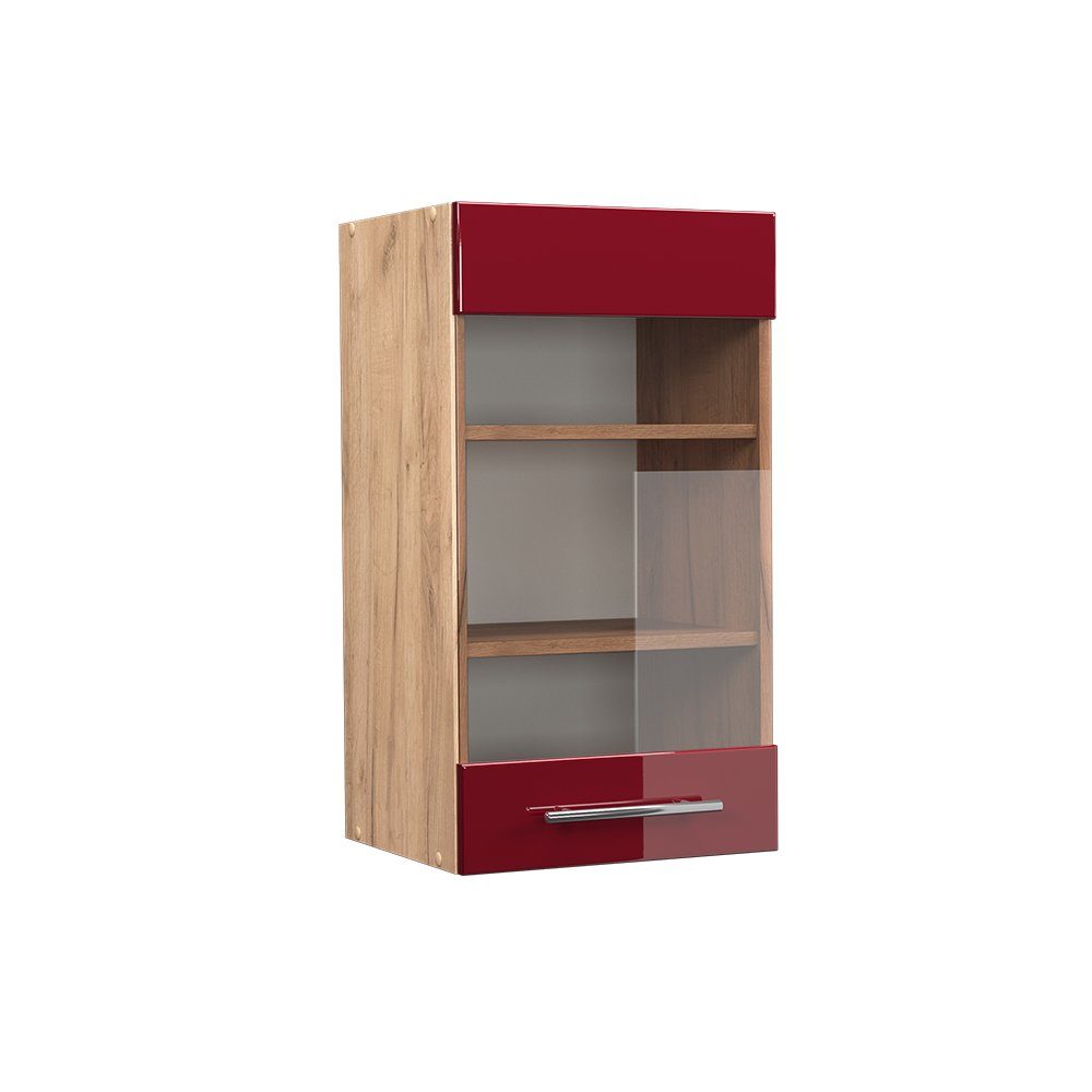 Vicco Glashängeschrank Fame-Line, Bordeaux Hochglanz/Goldkraft Eiche, günstig online kaufen