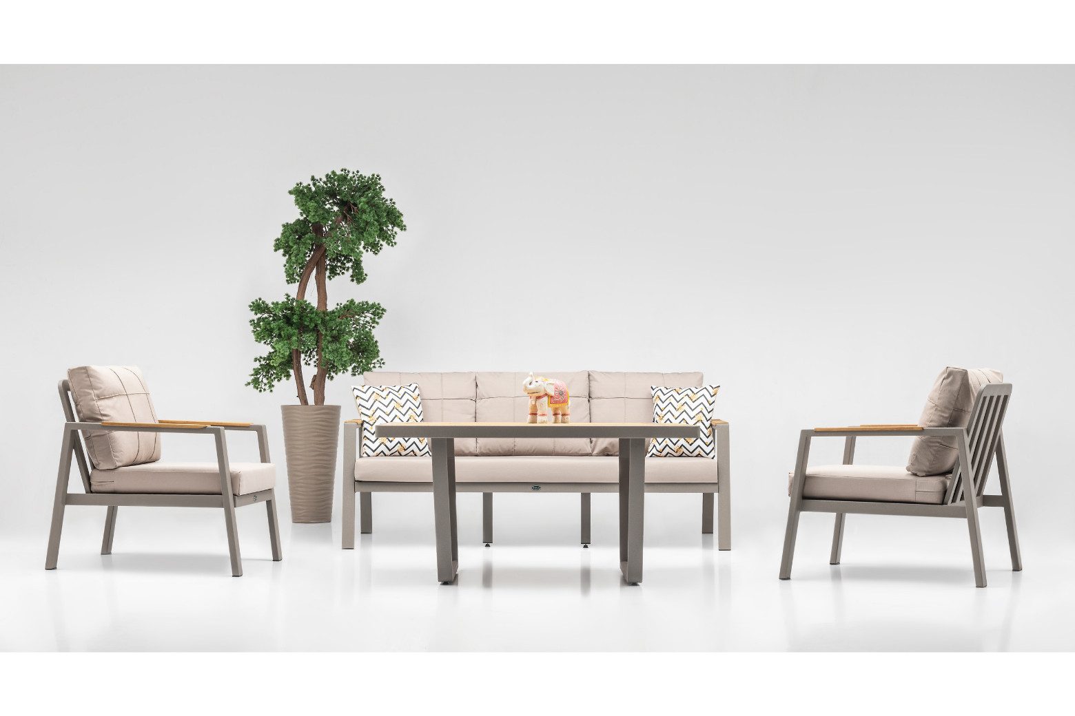 gowoll Gartenlounge-Set Gartengarnitur Gartenmöbel Set 5 Personen Gartentisch für Outdoor