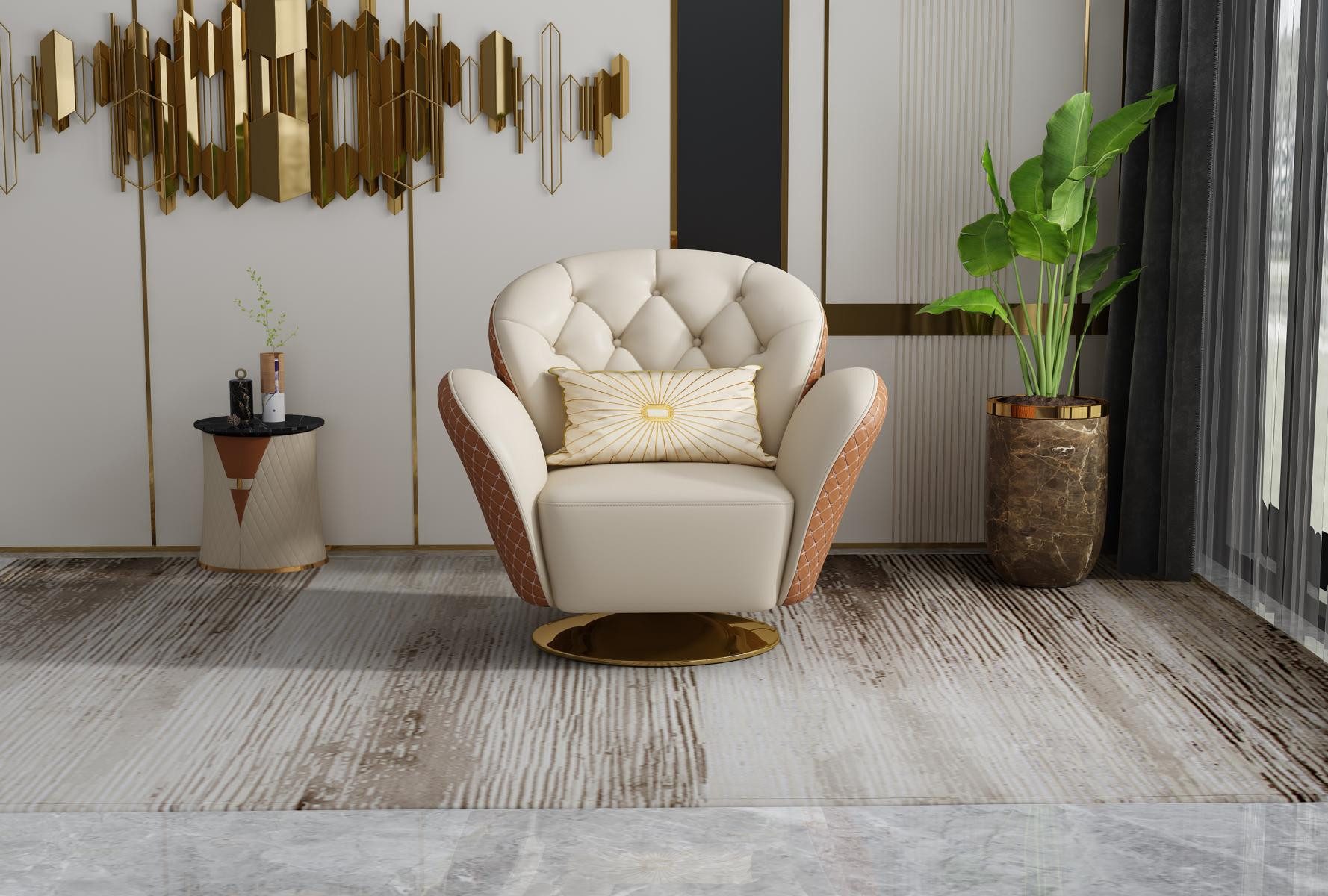 Xlmoebel Loungesessel Luxus Ledersessel mit bequemer Polsterung für entspannte Stunden (Sessel), Hergestellt in Europa