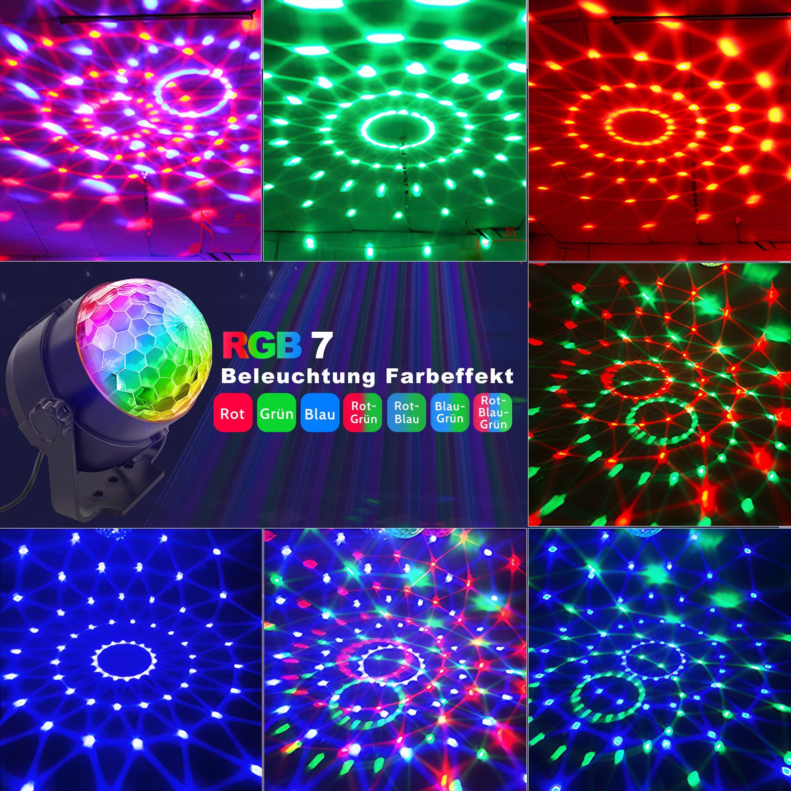 Nettlife LED Discolicht Discokugel Partylicht Musikgesteuert 360° Rotierend günstig online kaufen