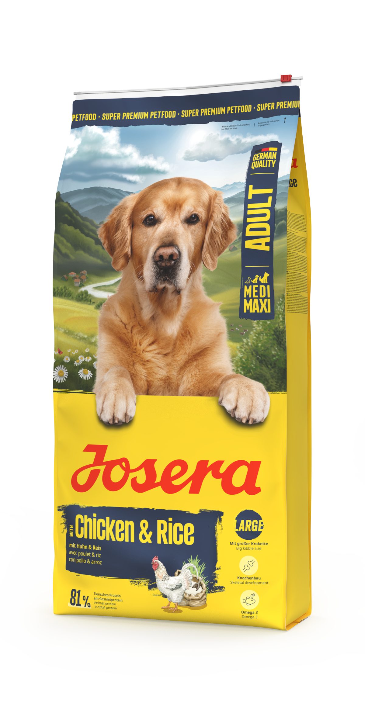 Josera Huhn & Reis Large Breed 12,5kg, Trockenfutter für: Hunde, Adult Medi Maxi, für ausgewachsene Hunde mittlerer und großer Rassen