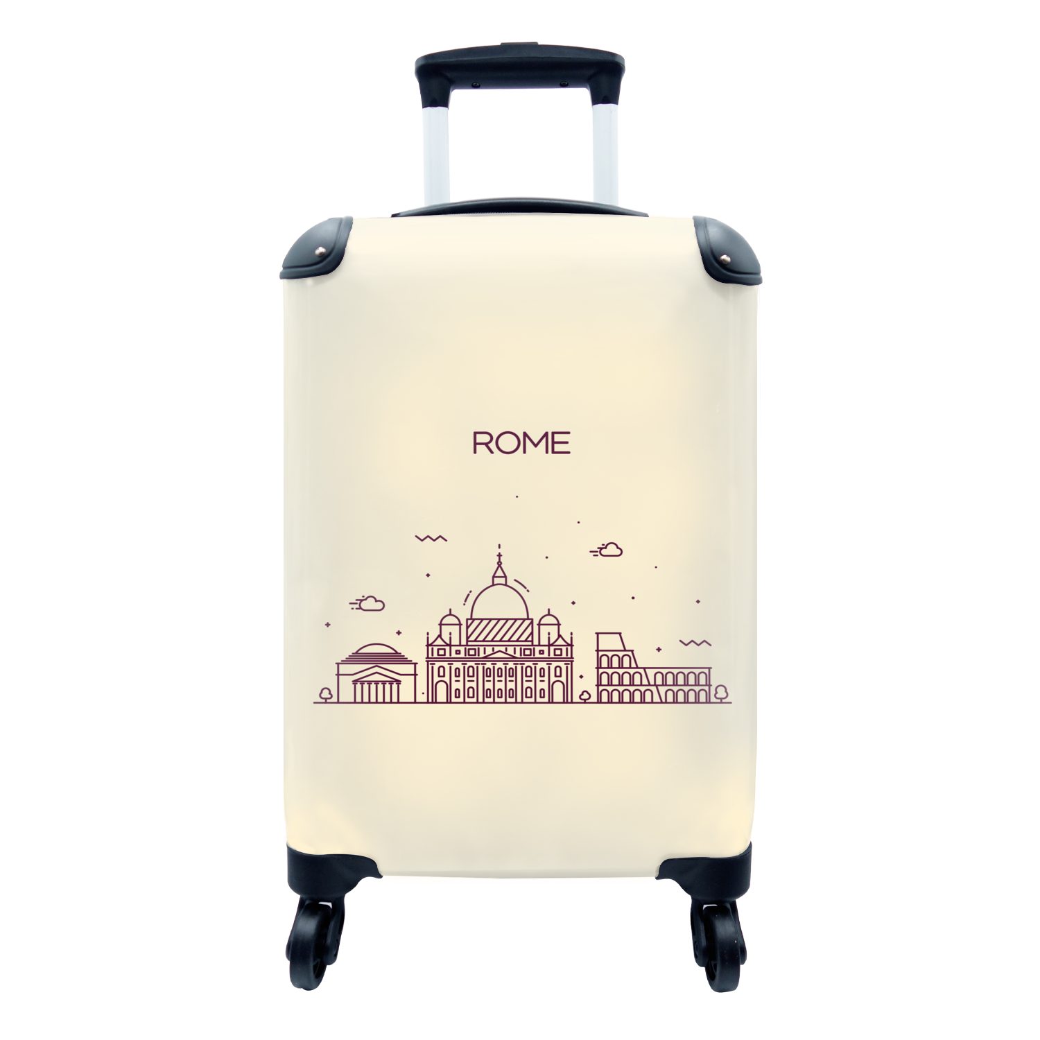 MuchoWow Handgepäckkoffer Italien - Rom - Skyline, 4 Rollen, Reisetasche mit rollen, Handgepäck für Ferien, Trolley, Reisekoffer