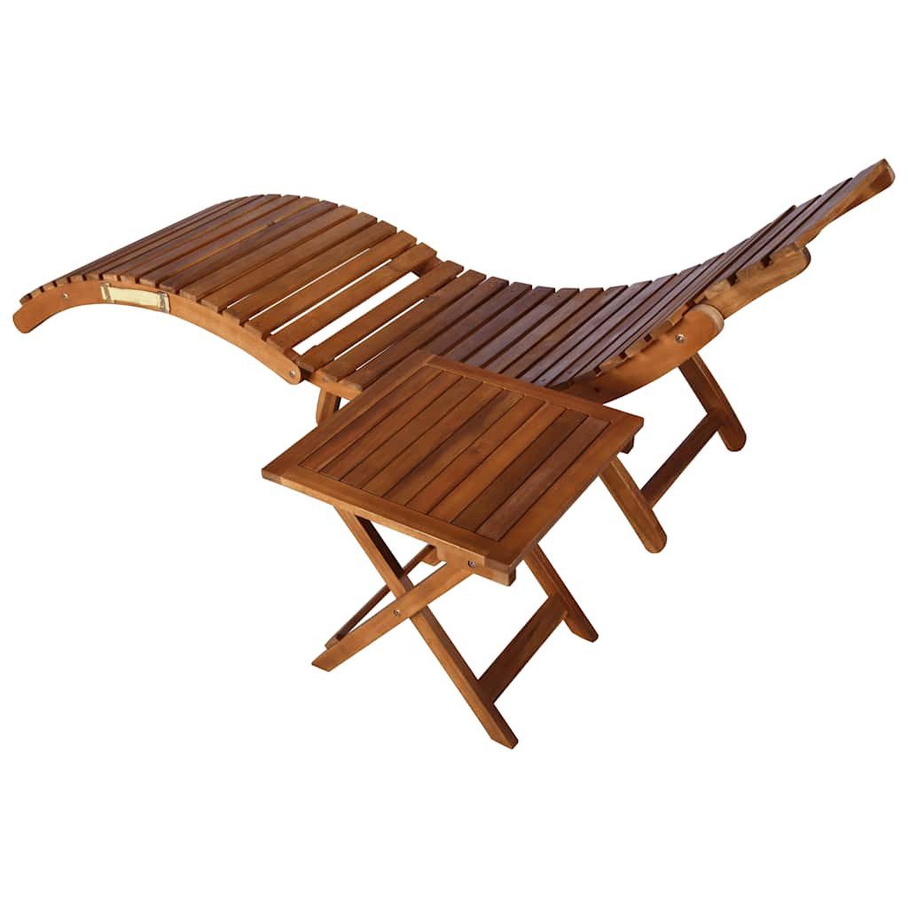 vidaXL Gartenliege Sonnenliege mit Tisch und Auflage Massivholz, 1 St.