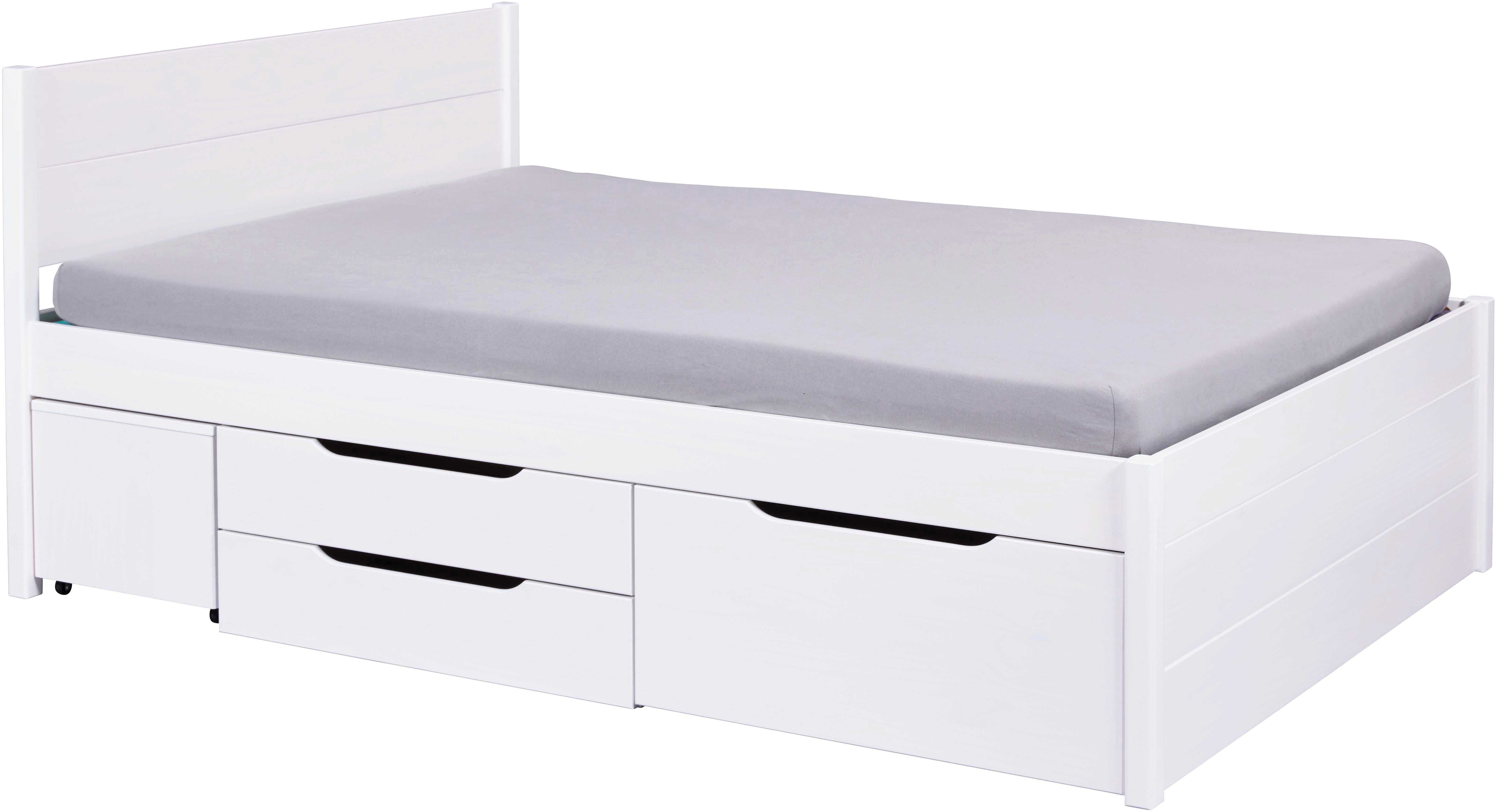 Inter Link Stauraumbett Efetivo, inkl. Nachtkommode, Einzelbett, Doppelbett, Massivholz, Bett mit Stauraum, inkl. Lattenrost, 90/140/160/180x200 cm