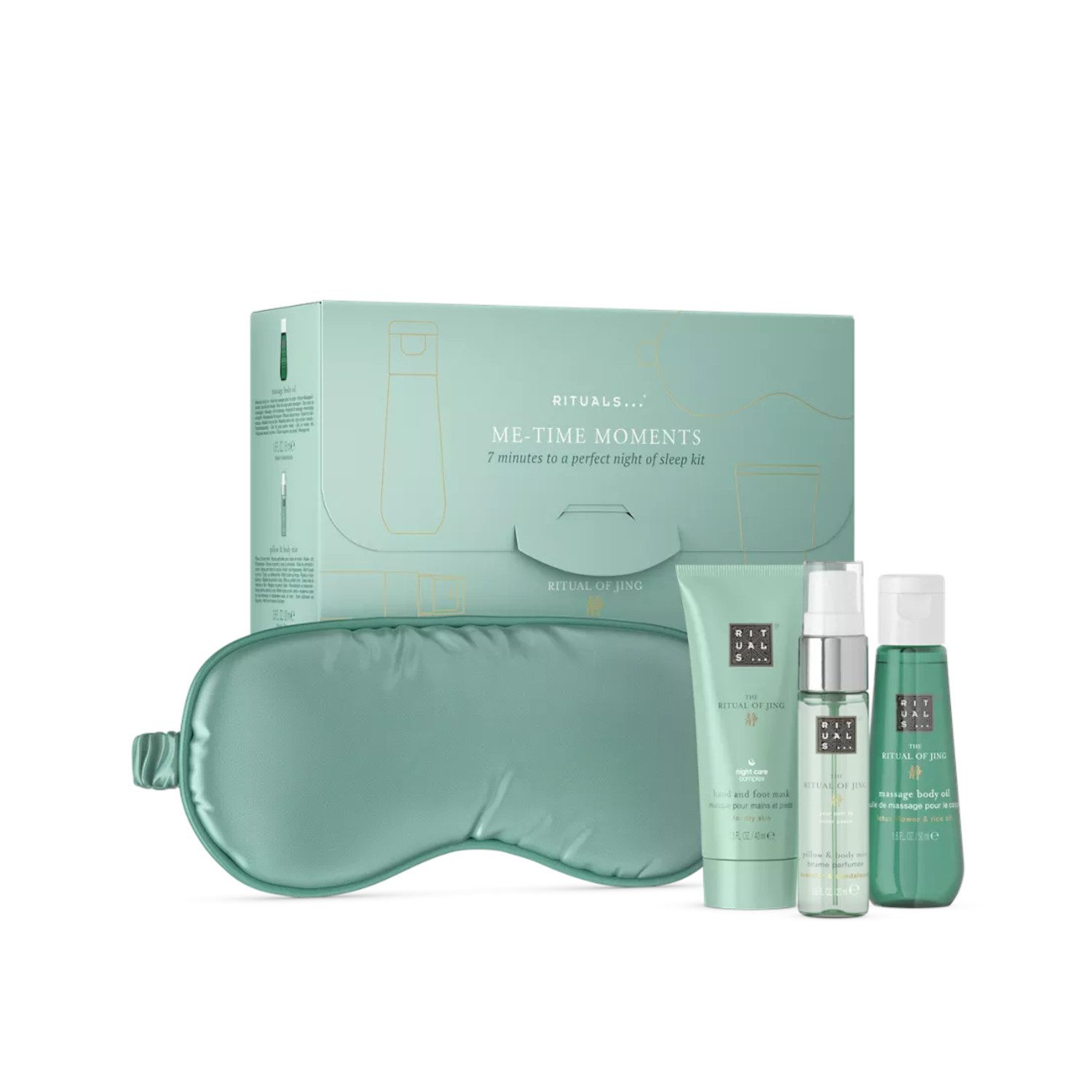 Rituals Pflege-Geschenkset Rituals The Ritual of Jing Me-Time Set 4-tlg., 4-tlg., Entspannungs-Set mit Pflege und Schlafaccessoire