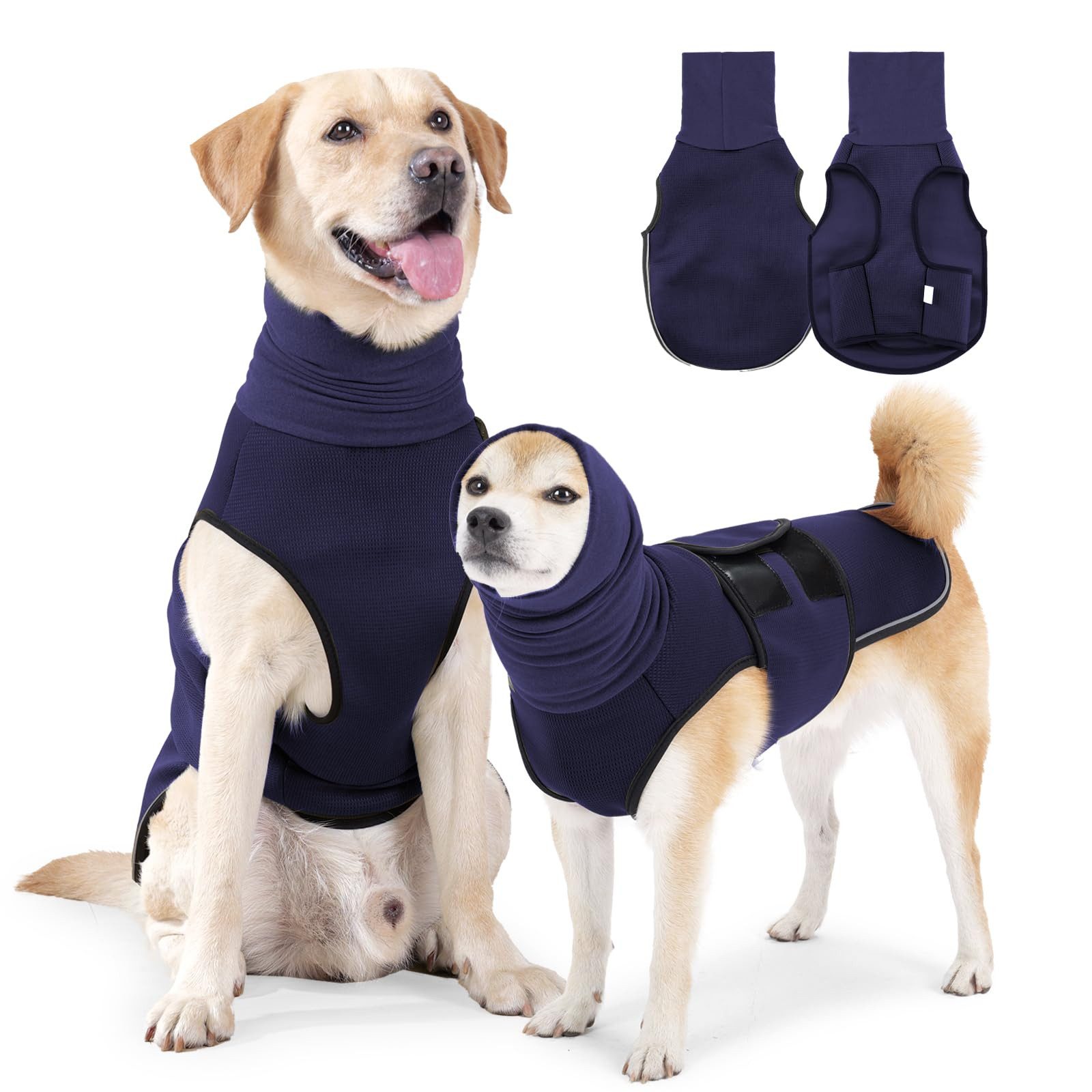 Zaewry Hundejacke Hunde-Kapuzenpullover, Hundeshirt mit Rollkragen, atmungsaktiv, Beruhigungsweste, separate Weste für drinnen und draußen