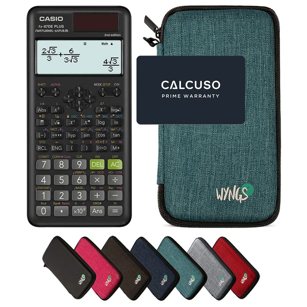 CASIO Taschenrechner fx-87DE Plus 2nd edition Classwiz inkl. WYNGS Schutztasche Türkis