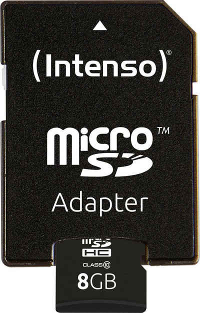 Intenso »microSDHC Class 10 + SD-Adapter« Speicherkarte (8 GB, 20 MB/s Lesegeschwindigkeit)