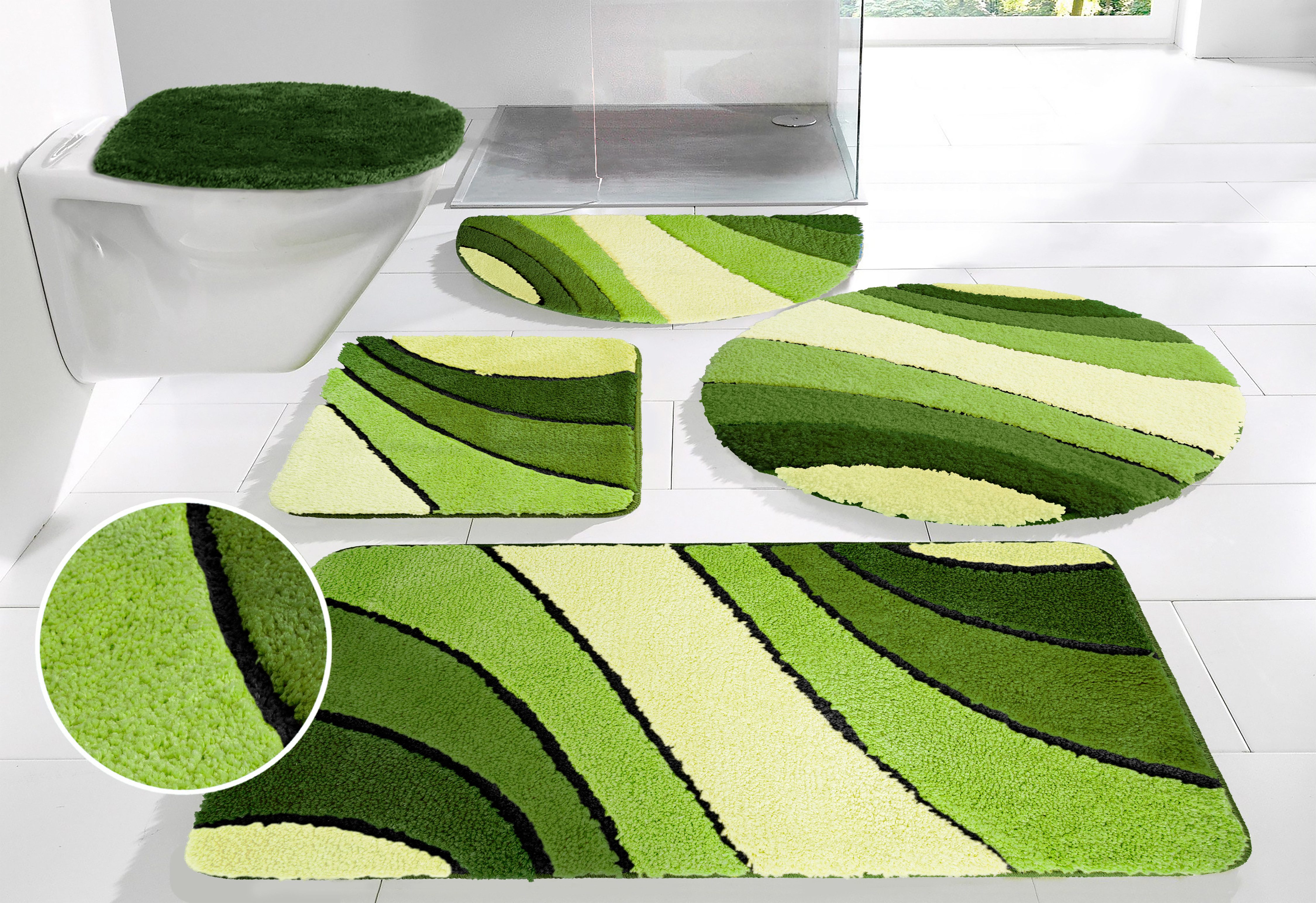 OTTO home Badematte Josie, Badvorleger, Badezimmer Teppich, Höhe 20 mm, rutschhemmend beschichtet, schnell trocknend, strapazierfähig, fußbodenheizungsgeeignet, Polyester, rechteckig, Badteppich, Badematten, rechteckig, rund & als 3-tlg. Set erhältlich