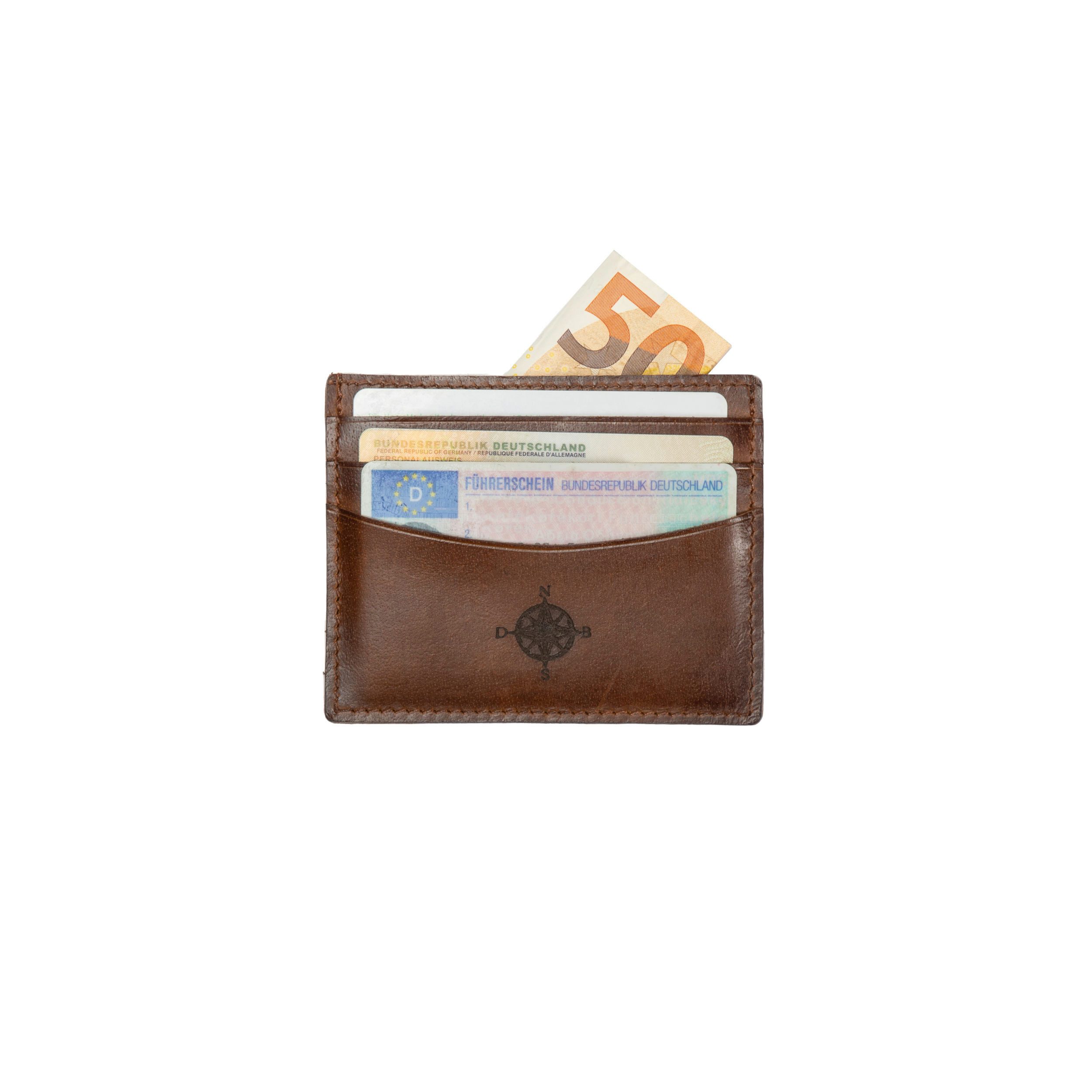 DRAKENSBERG Kartenetui »Blake« Vintage-Braun, Herren, Leder Slim-Wallet, Visitenkarten-Etui, mit RFID-Schutz