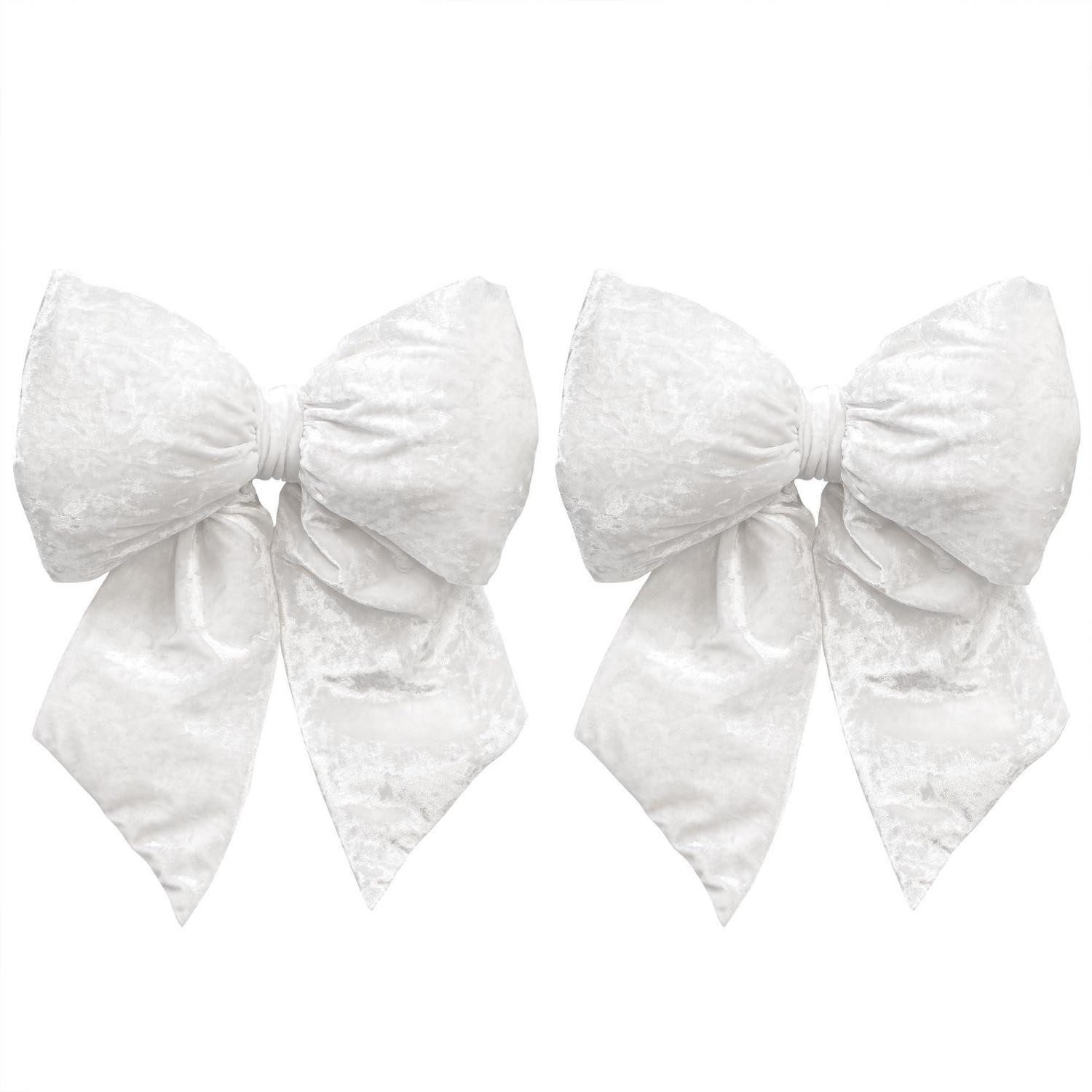 LuxusKollektion Weihnachtsbaumschleife Weihnachtsschleife Samt Groß 41cm Weiss
