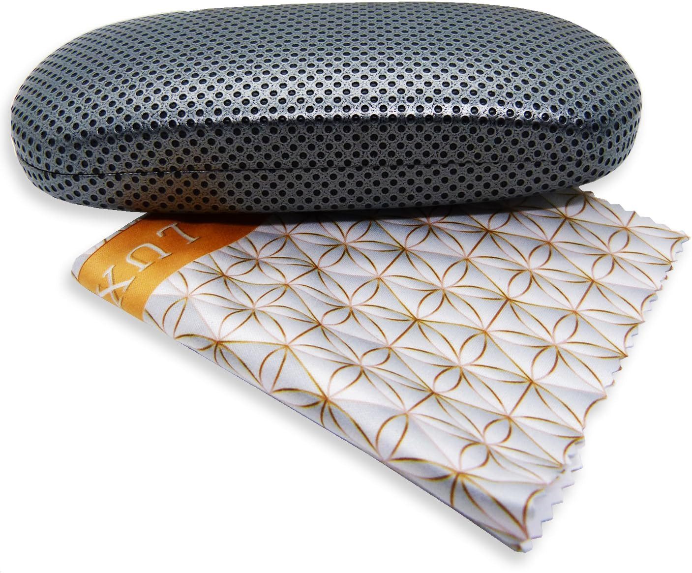 belesi Brillenetui XL Mikrofasertuch mit Etui Optikerqualität 20cm X 20cm Premiumqualität, Brillen Etui Damen + Herren Hartschale Brillenhülle + Mikrosfasertuch