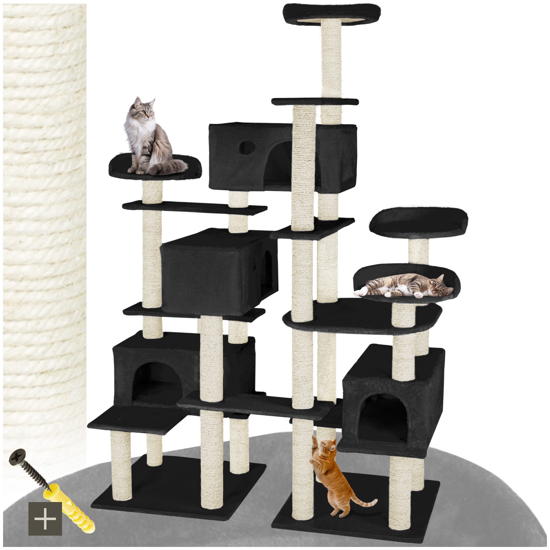 tectake Kratzbaum Katzenbaum Entissar 214 cm Diverse Farben, Vielseitig mit robusten Sisalstangen und Plüschoberfläche von TECTAKE