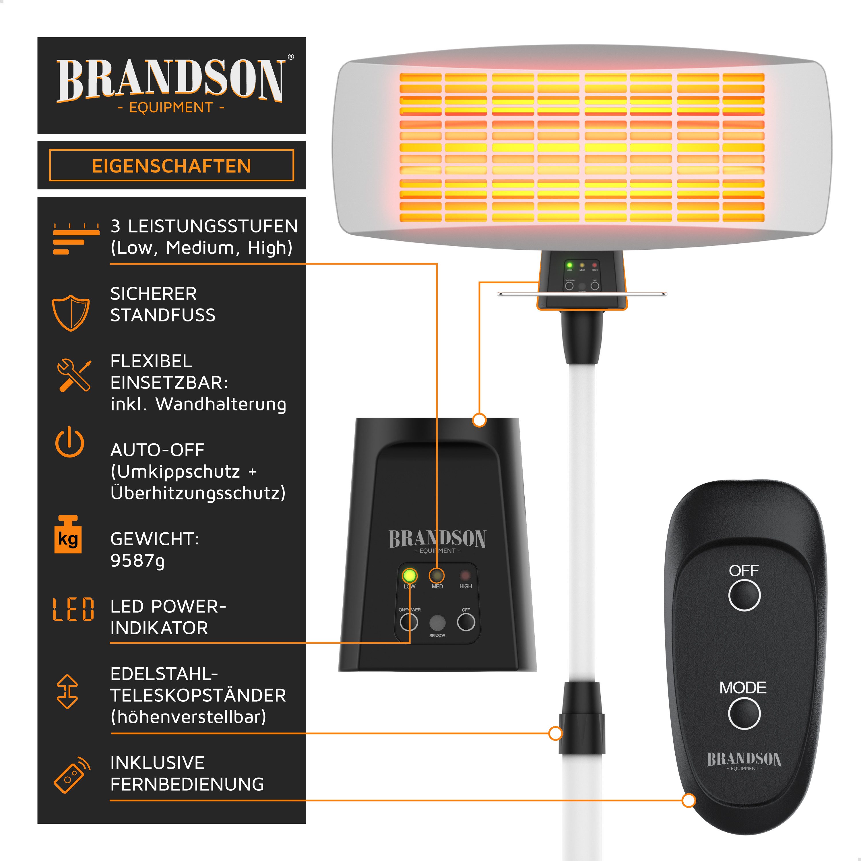 Brandson Wickeltisch-Heizstrahler Heizstrahler, Infrarotstrahler, Terrassen günstig online kaufen