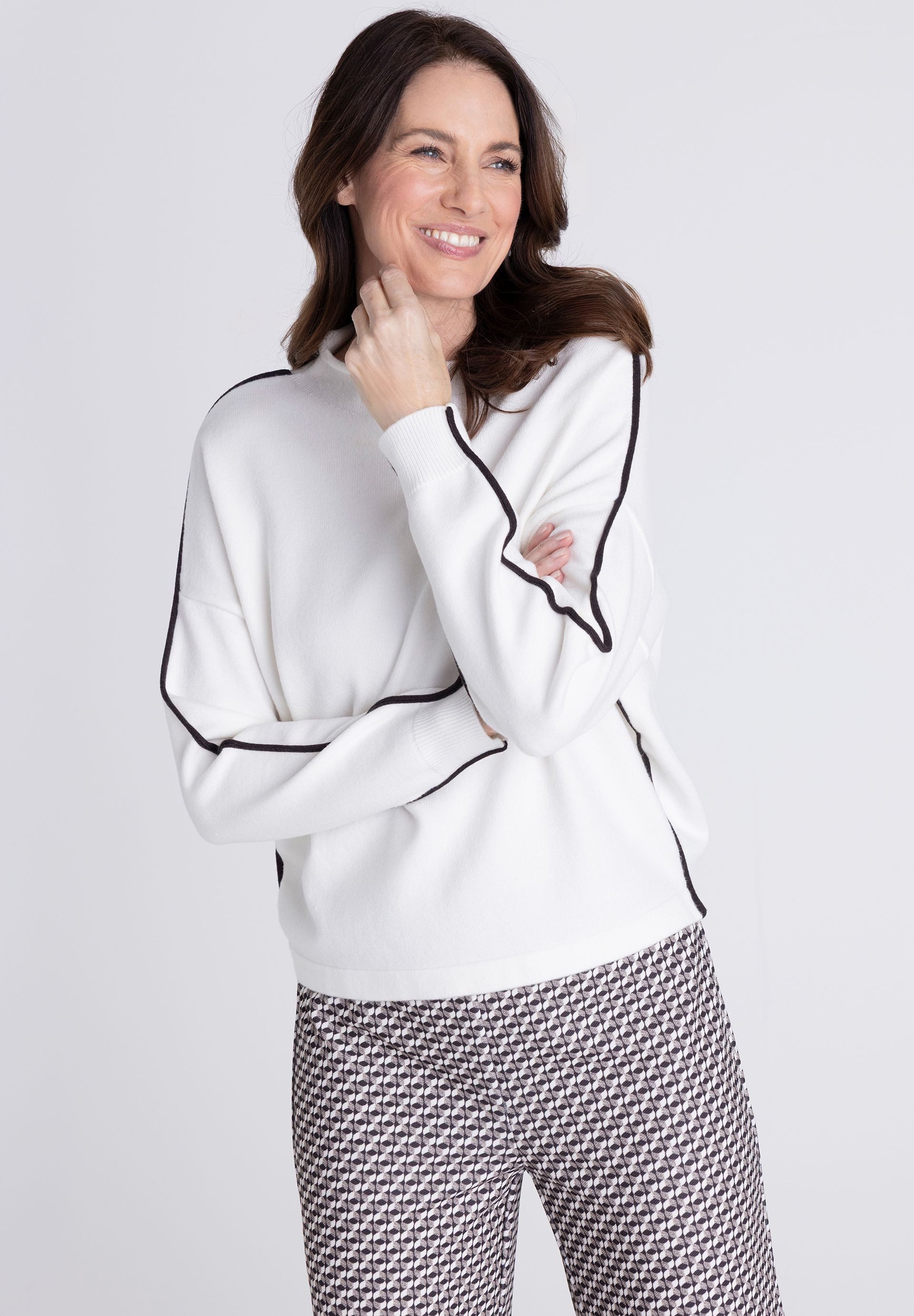 FRANK WALDER Strickpullover mit überschnittenen Schultern