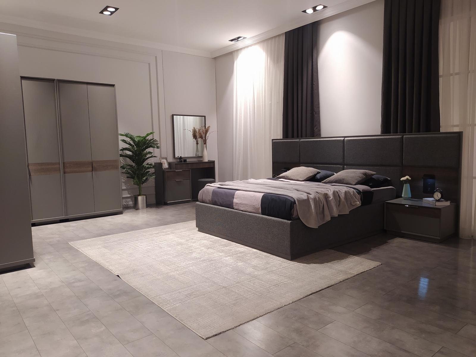 JVmoebel (1-tlg., Design Doppel Luxus Made Europe Polster Bett Bett), in Grau Nur Betten Schlaf Bett Zimmer