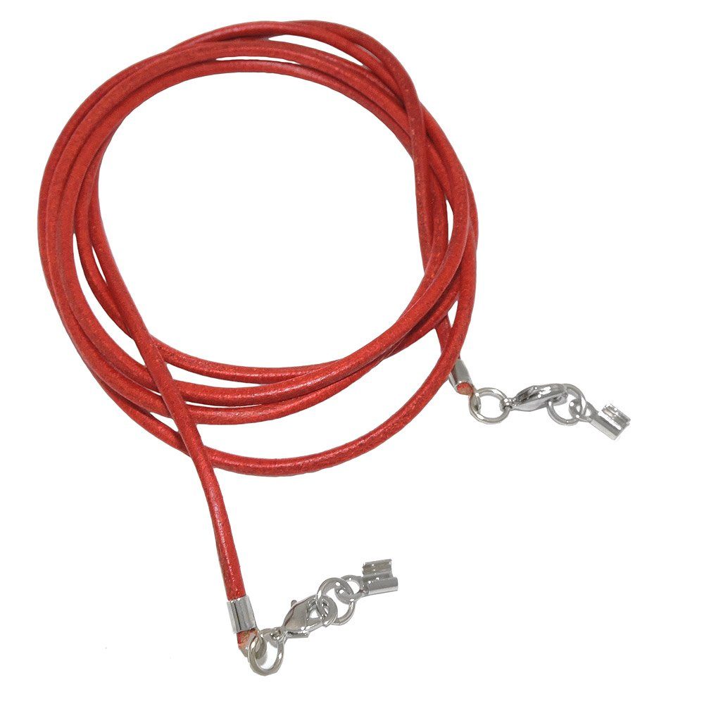 unbespielt Lederband Lederband Halskette rot gefärbt Damen Herren 2x Karabinerverschluss Silberfarben 1m Lang Kürzbar, Modeschmuck für Damen und Herren