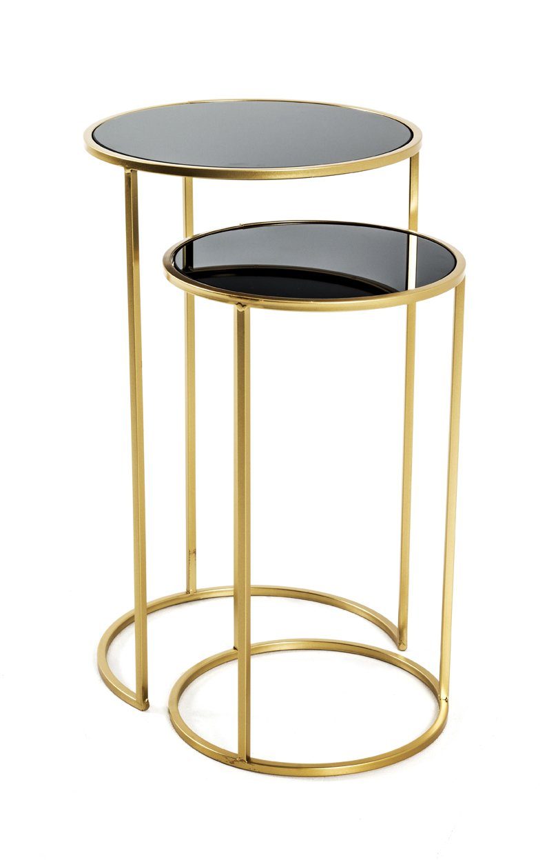 HAKU Beistelltisch HAKU Möbel Beistelltisch 2er Set - gold-schwarz - H. 50/60cm