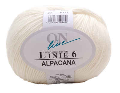 ONline Linie 6 Alpacana Wolle mit Alpakawolle zum Stricken Häkeln Häkelwolle, 200,00 m (50g Strickwolle, Strickgarn, Handstrickgarn mit Alpaca), mit Alpaka Wolle fein und Merino Wolle extrafein