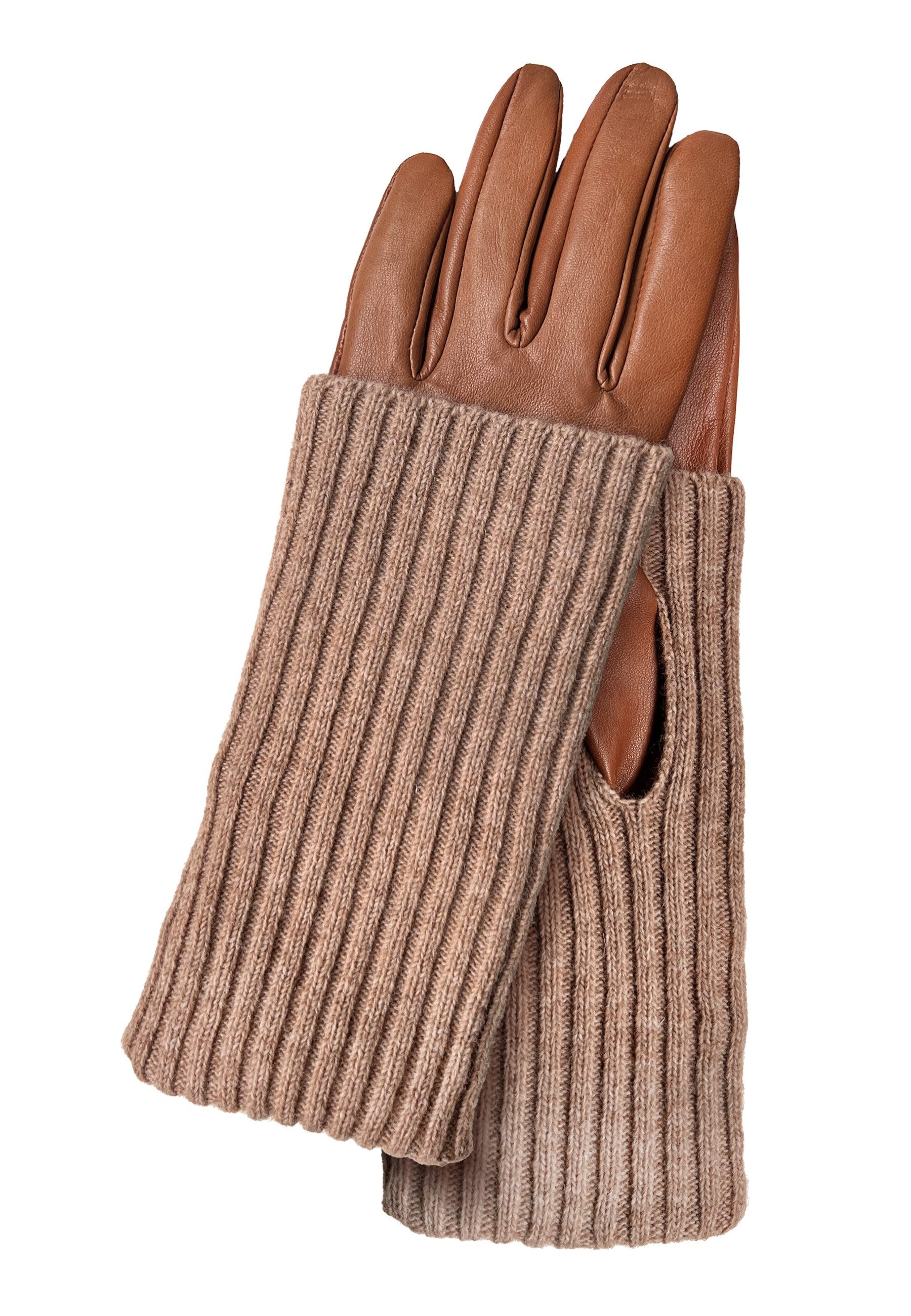 KESSLER Lederhandschuhe LAURA (Paar, 1-St., Рукавички) Leather Working Group zertifiziertes Leder, langer Strick Cuff