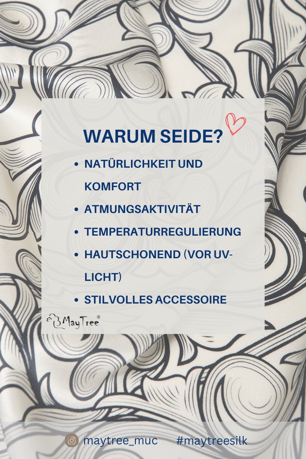 MayTree Seidenschal Magnolie, 55 x 175 cm, leichter Damen-Schal, alljährig, (Stück), Seidentuch 100% Seide