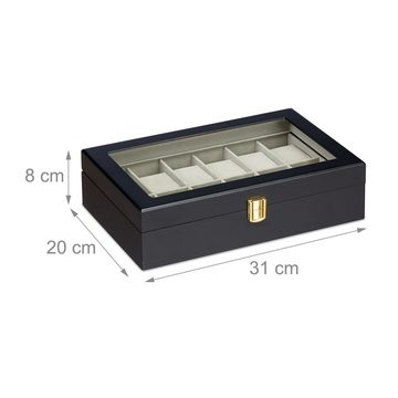 relaxdays Uhrenbox Uhrenbox mit 12 Fächern