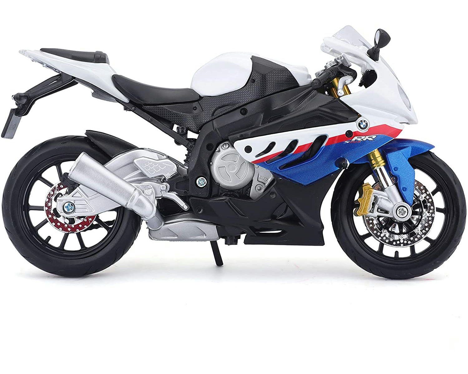 Maisto® Modellmotorrad Modellmotorrad - BMW S 1000 RR (weiß-blau, Maßstab 1:12), Maßstab 1:12, detailliertes Modell