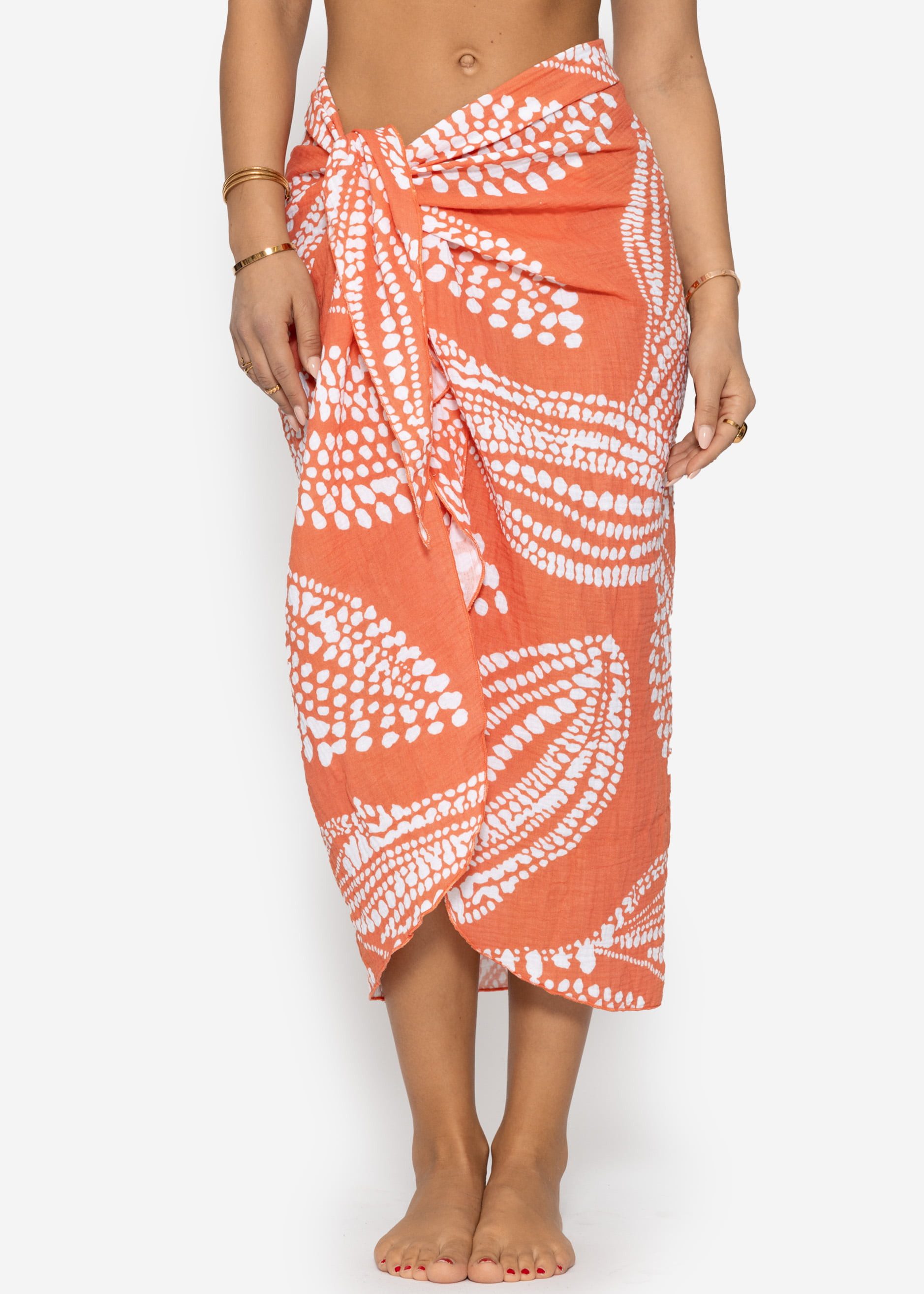 SASSYCLASSY Pareo Luftiges Beach Pareo aus Musselin Damen mit Print günstig online kaufen