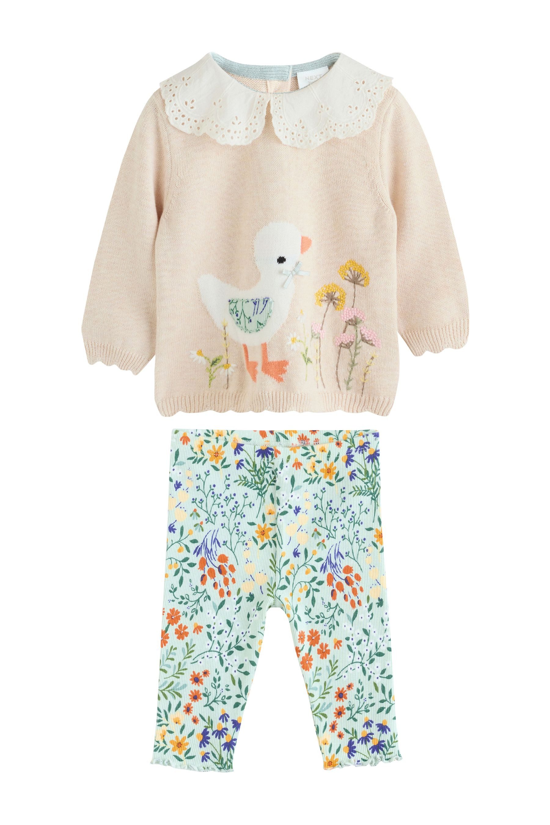 Top & Leggings Baby Strickpullover und Leggings im 2er-Set