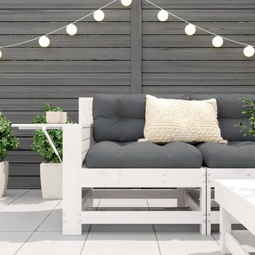 vidaXL Loungesofa Gartensofa mit Armlehne und Kissen Weiß Massivholz Kiefer