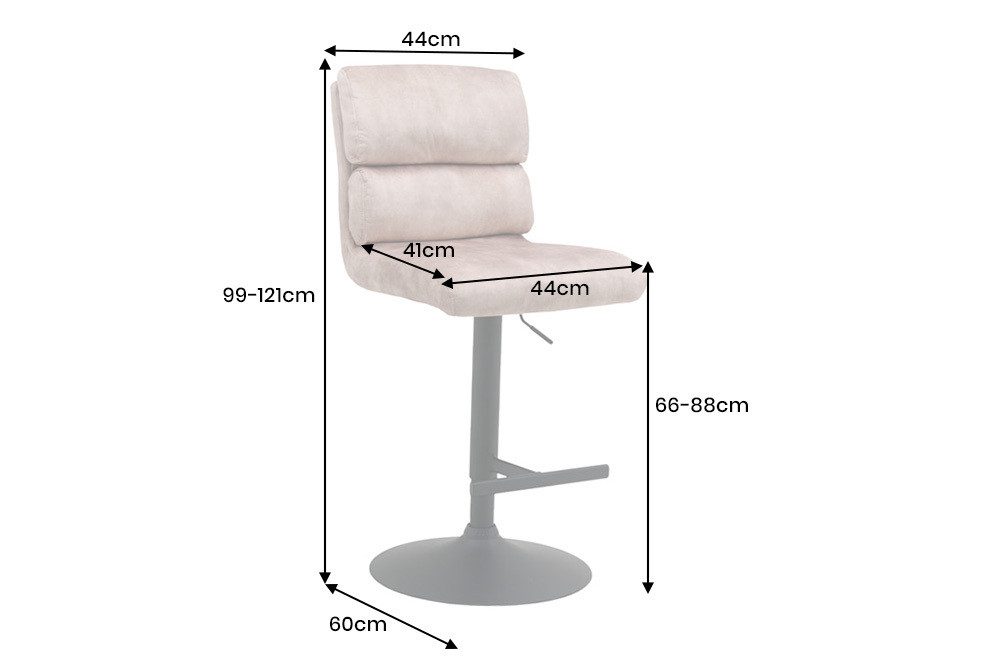 riess-ambiente Barhocker COMFORT champagner beige/schwarz - Samt, Metall, höhenverstellbar (Einzelartikel, 1 St), Drehbarer Stuhl mit Lehne - ideal für Wohn- un – Bild 3 von 5