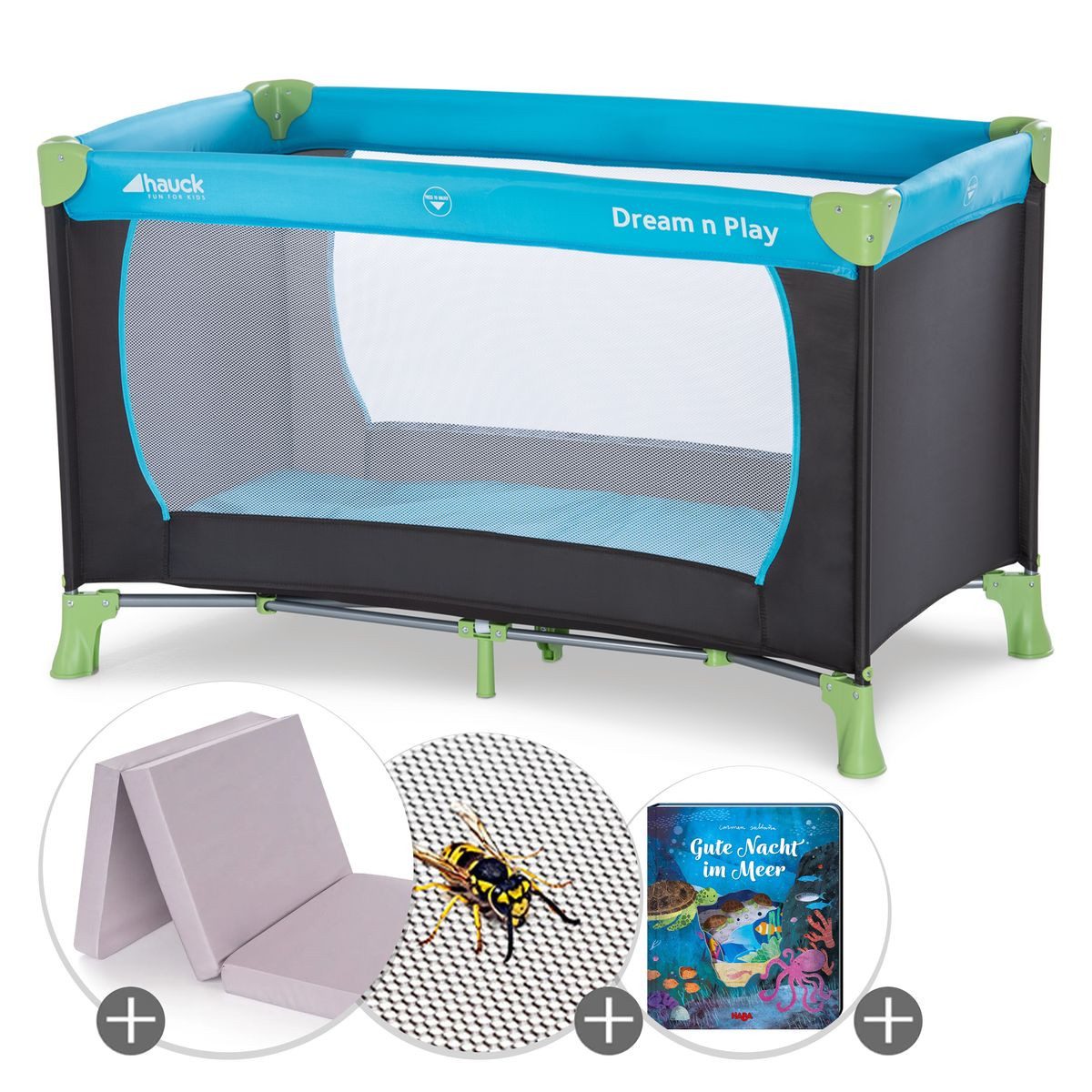 Baby-Reisebett Dream N Play Set - Waterblue
