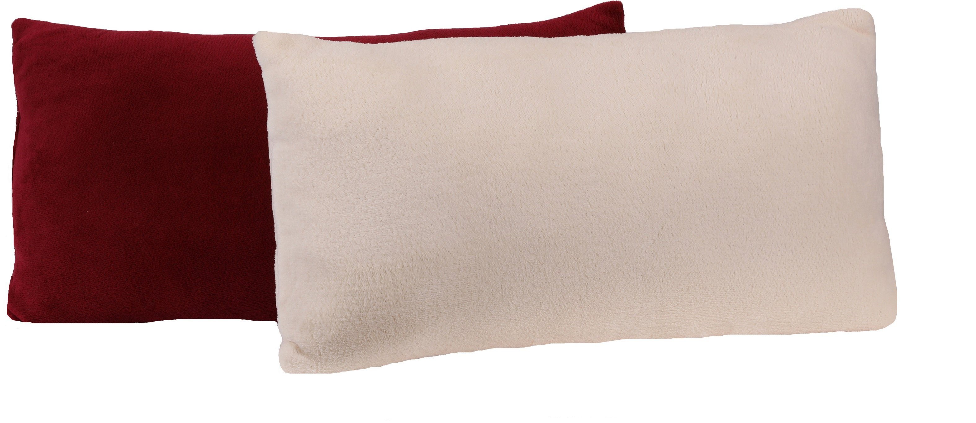 Betz Dekokissen 2 Stück Romania Kuschelkissen Dekokissen Kissen 25x50 cm, Farbe: beige und dunkelrot